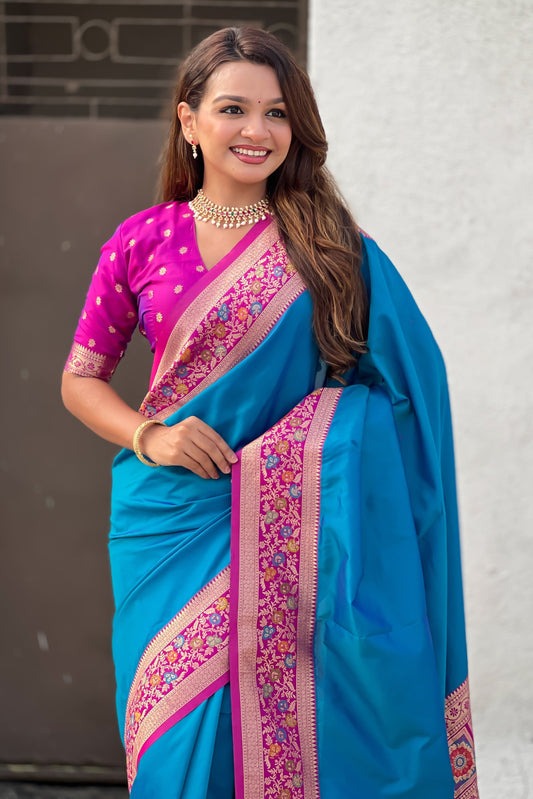 Blue Woven Paithani Saree-ZB134847_2_SareeButa.com
