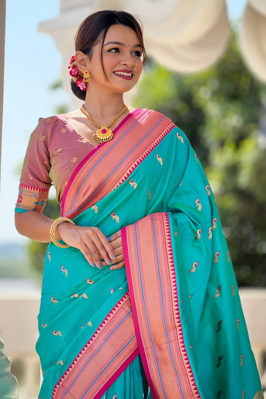 Blue Woven Paithani Saree-ZB134872_2_SareeButa.com