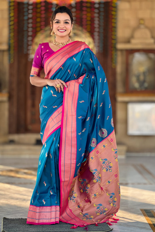 Blue Woven Paithani Saree-ZB134873_1_SareeButa.com