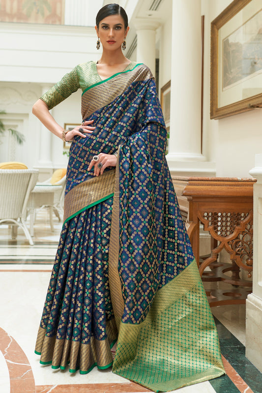 Blue Woven Patola Silk Saree-ZB133890_1_SareeButa.com