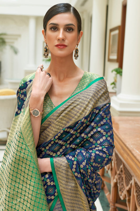 Blue Woven Patola Silk Saree-ZB133890_2_SareeButa.com