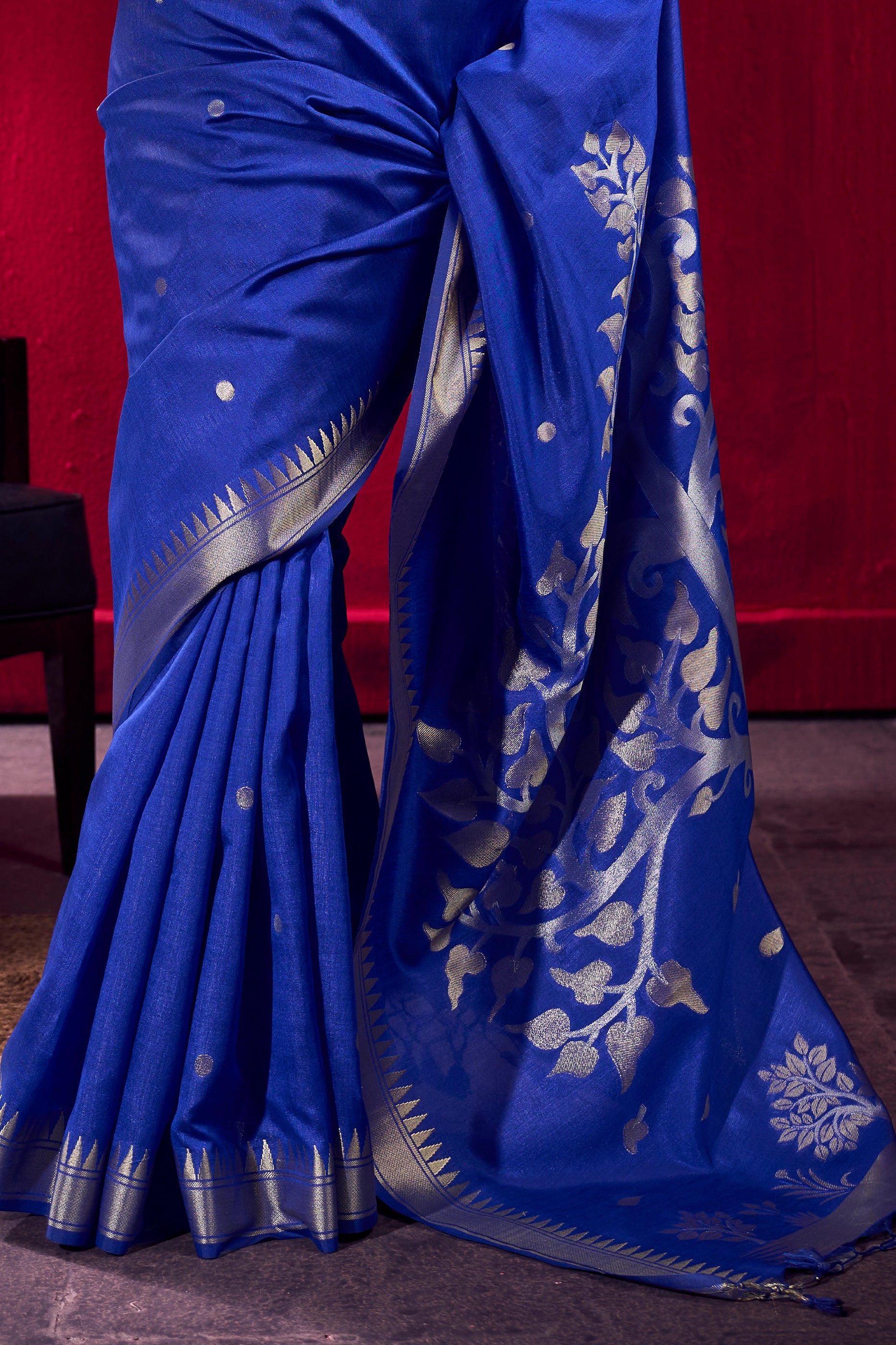 Blue Woven Satin Saree-SAR12386_5_SareeButa.com