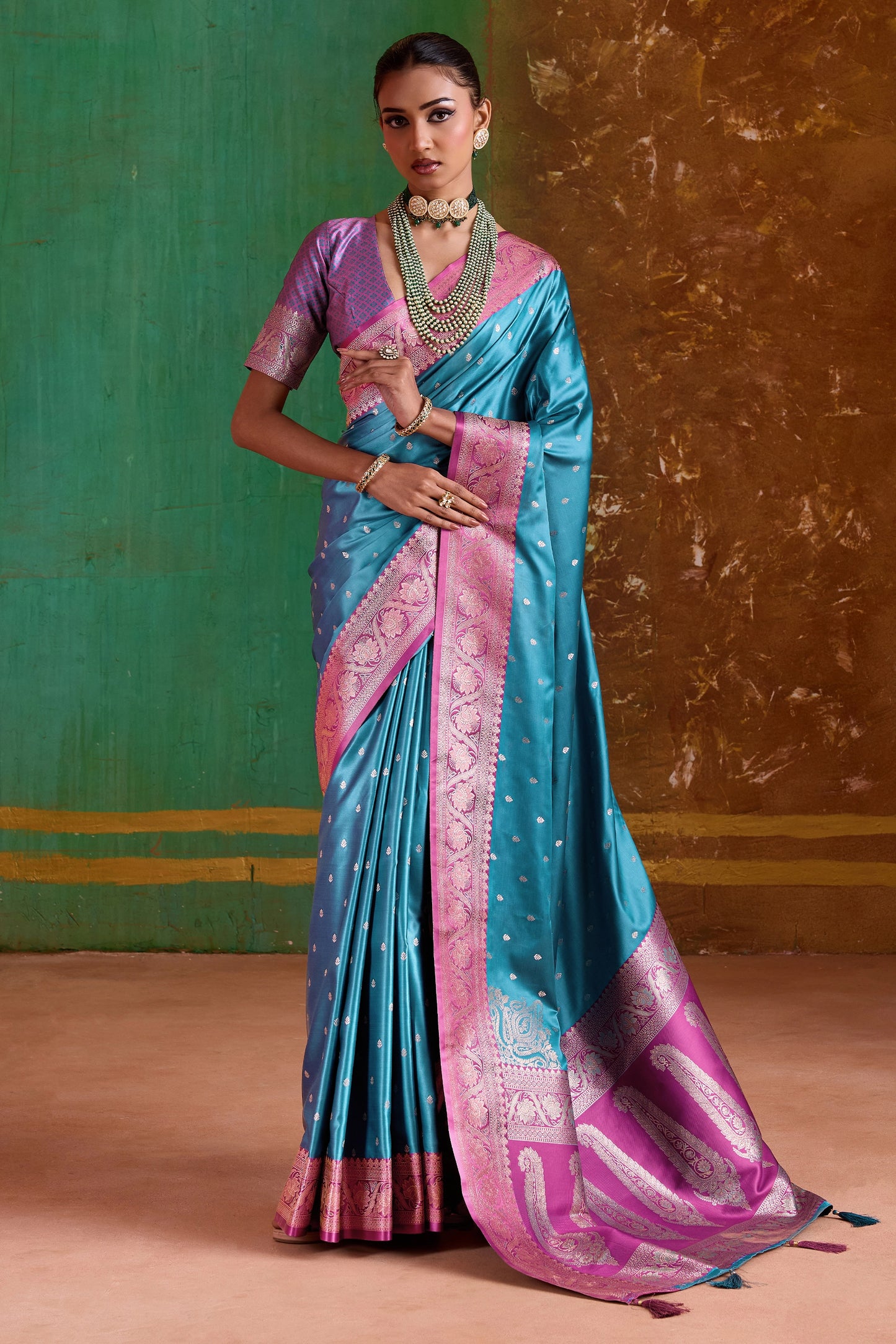 Blue Woven Satin Silk Saree-SAR12347_1_SareeButa.com