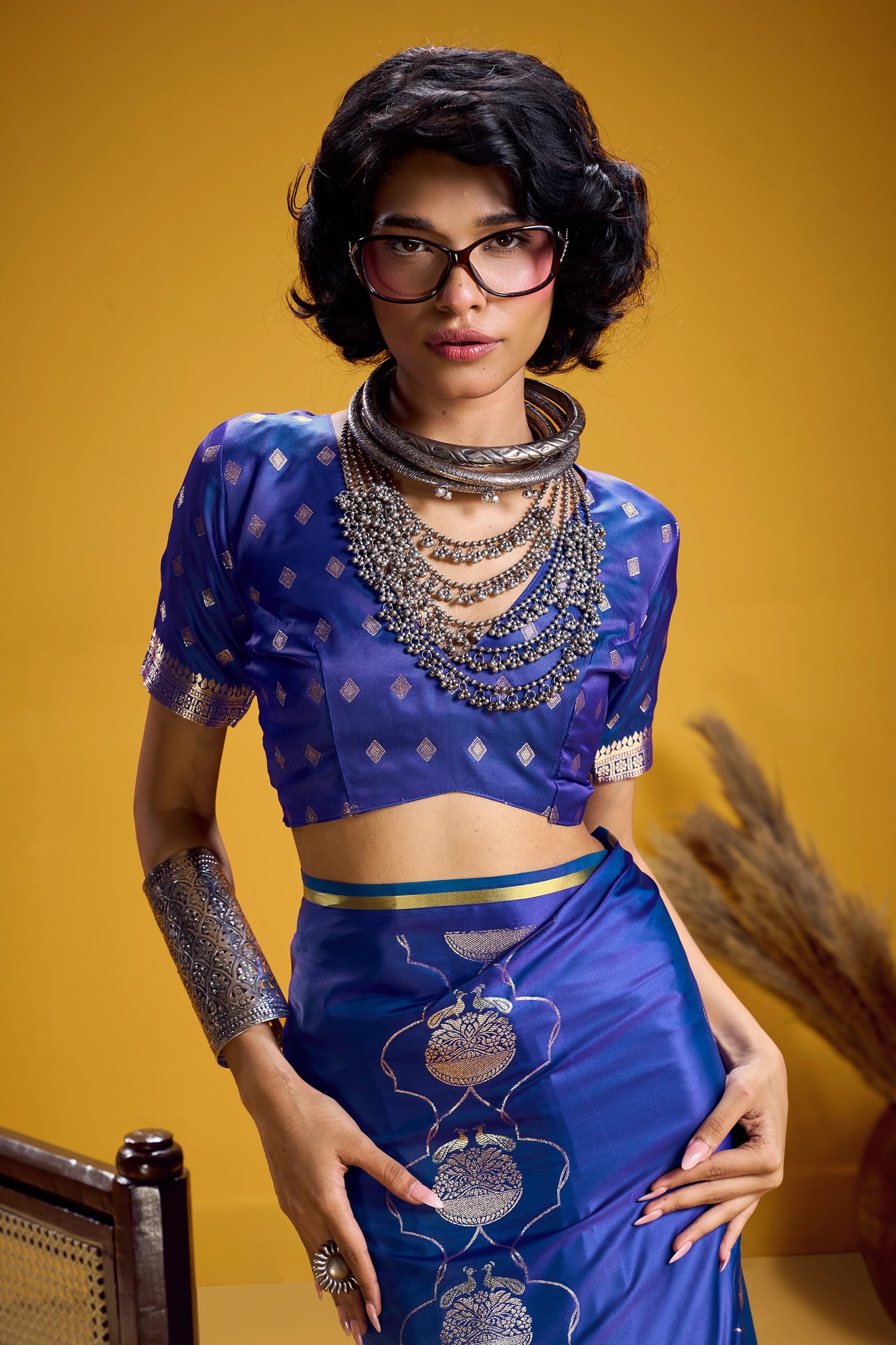Blue Woven Satin Silk Saree-SAR12374_2_SareeButa.com