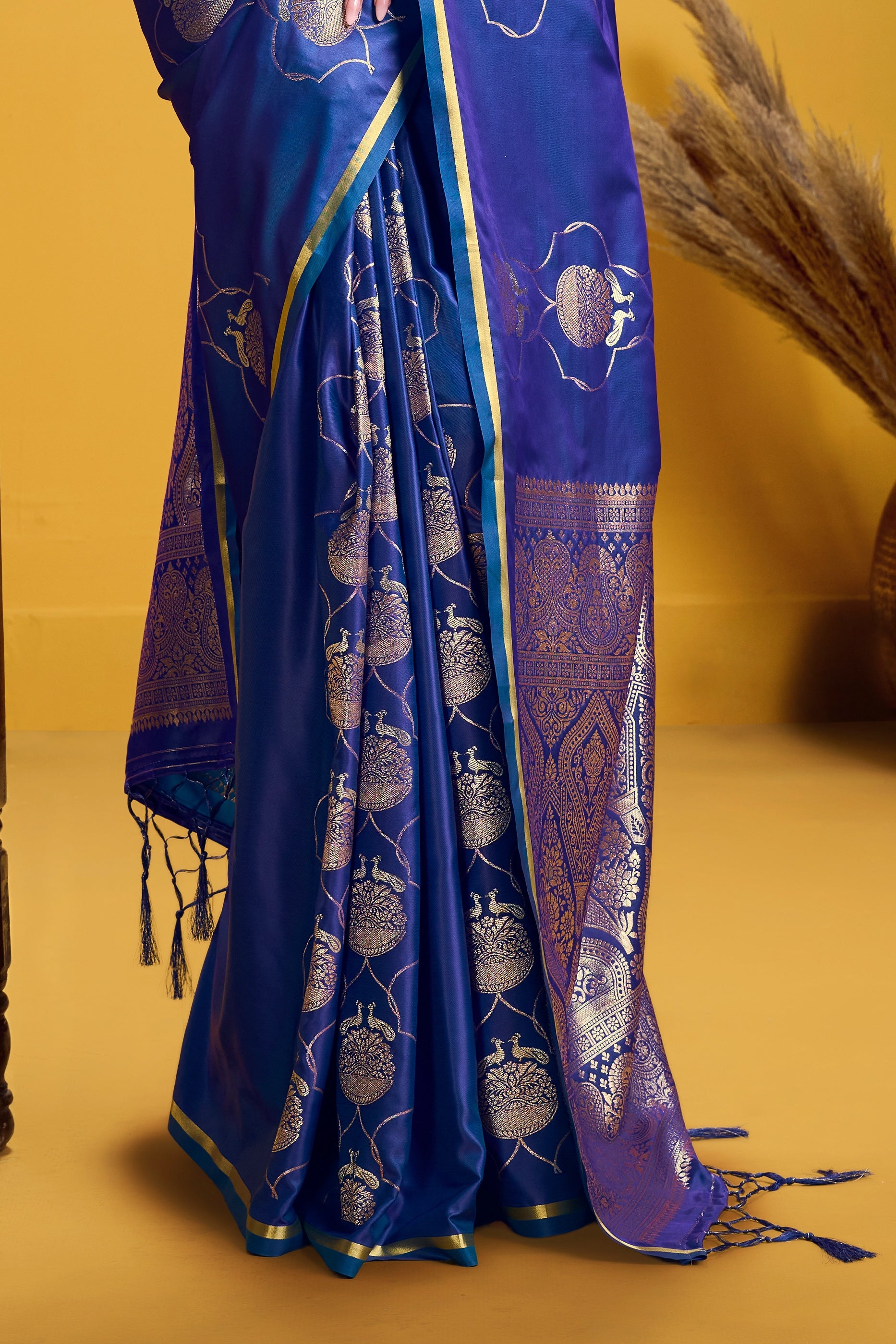 Blue Woven Satin Silk Saree-SAR12374_5_SareeButa.com