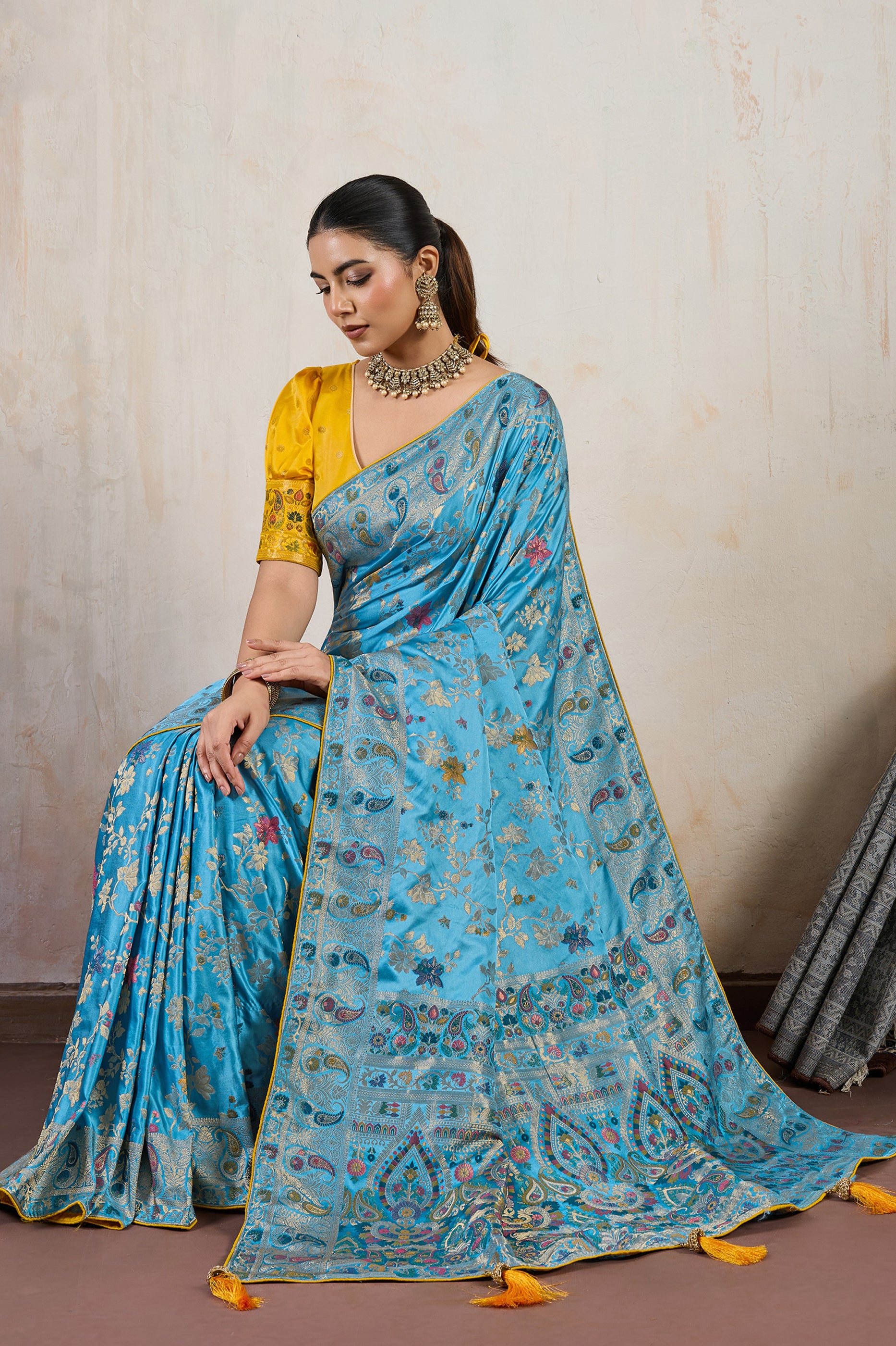 Blue Woven Satin Silk Saree-SAR12502_3_SareeButa.com