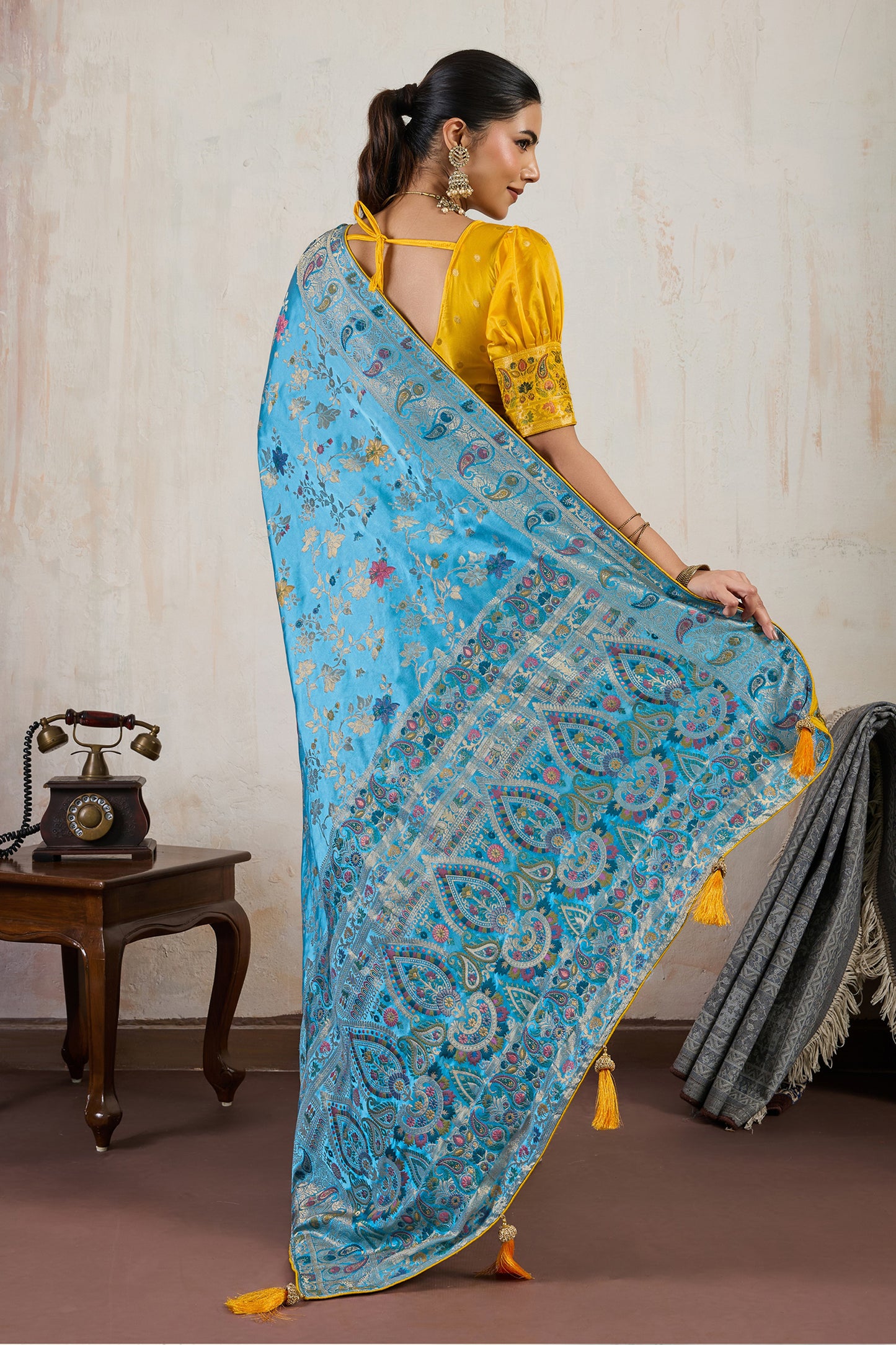 Blue Woven Satin Silk Saree-SAR12502_4_SareeButa.com