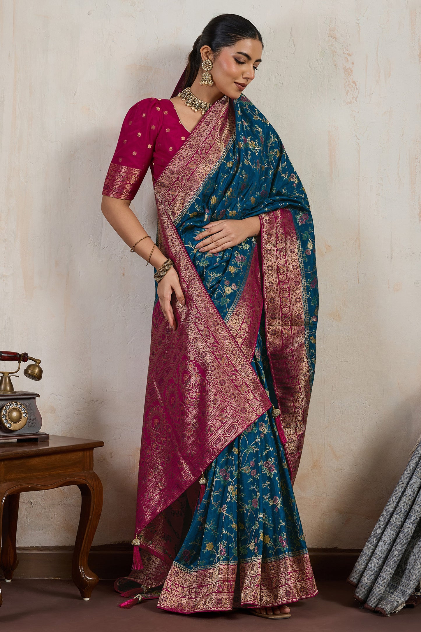 Blue Woven Satin Silk Saree-SAR12504_4_SareeButa.com
