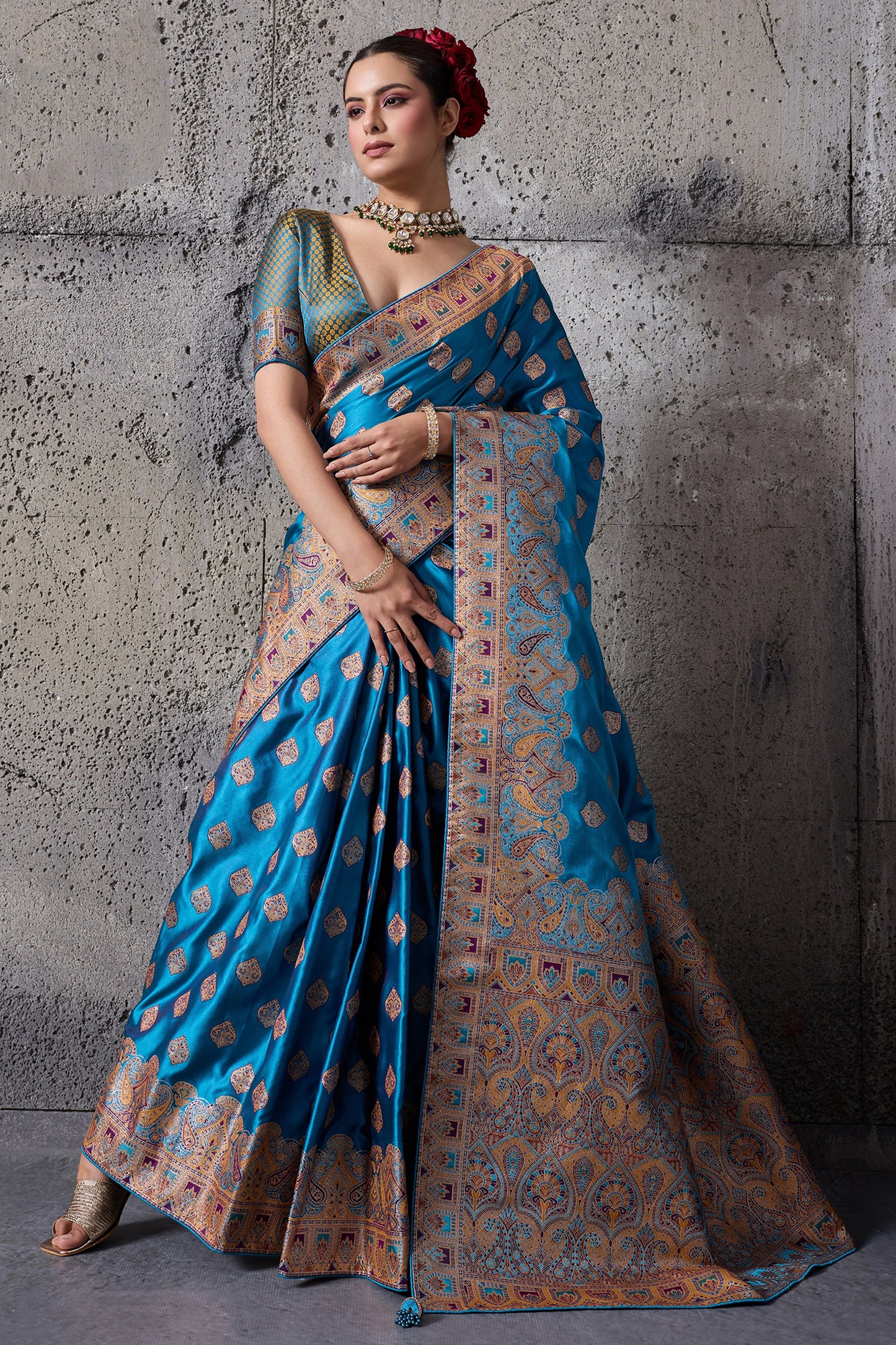 Blue Woven Satin Silk Saree-SAR12540_1_SareeButa.com