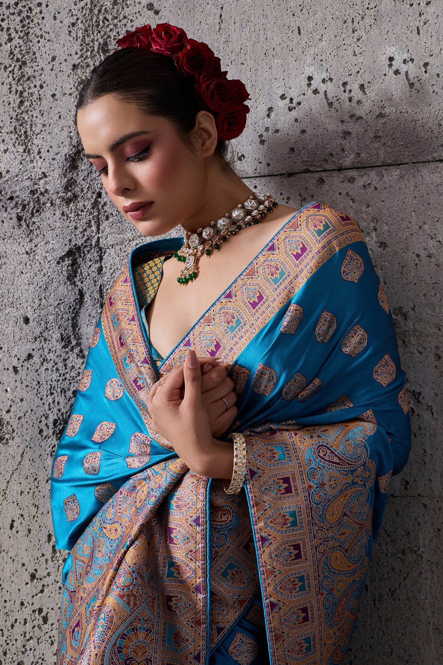 Blue Woven Satin Silk Saree-SAR12540_3_SareeButa.com
