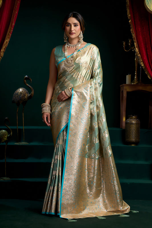 Blue Woven Satin Silk Saree-SAR12683_1_SareeButa.com
