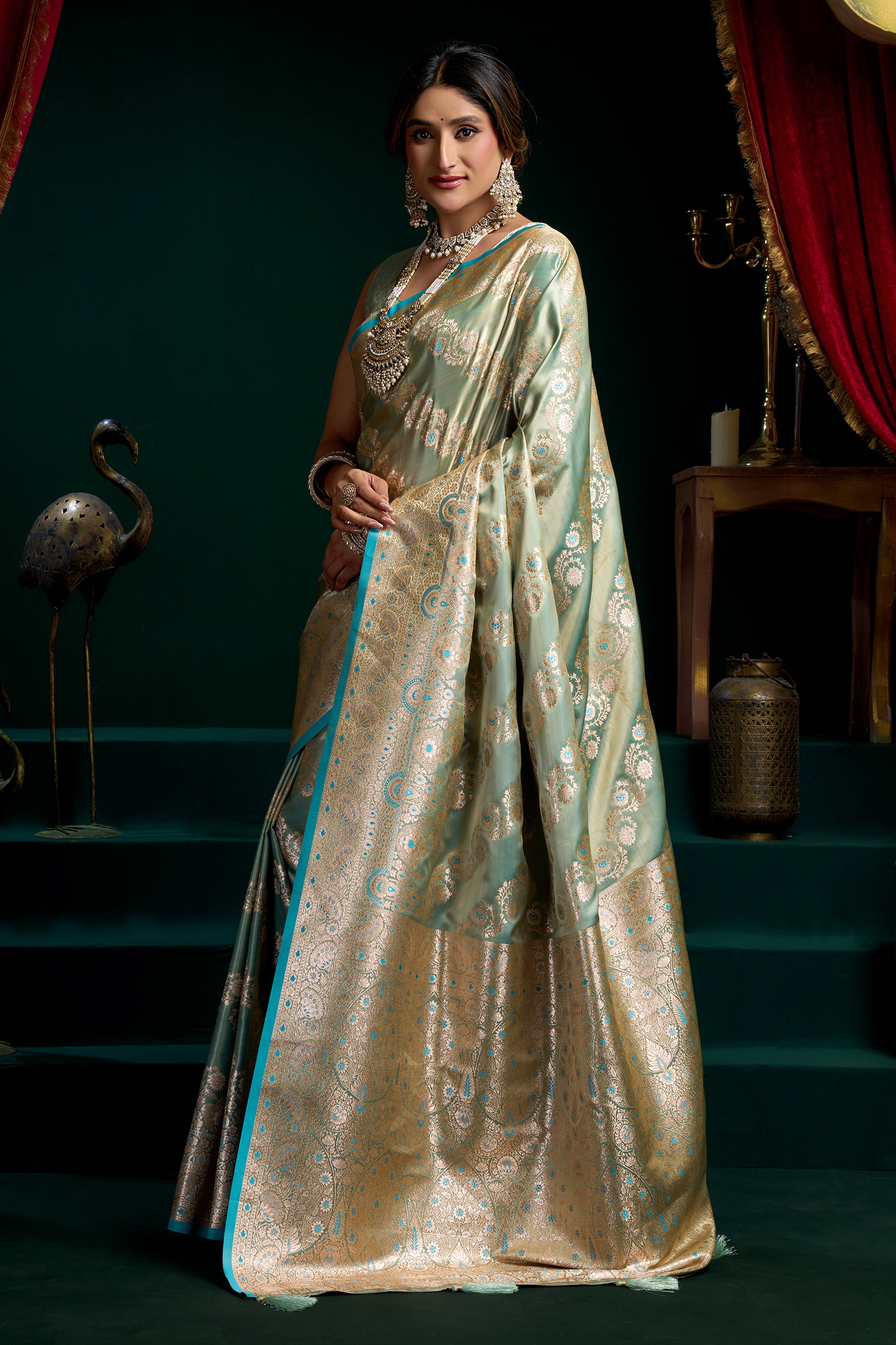 Blue Woven Satin Silk Saree-SAR12683_4_SareeButa.com