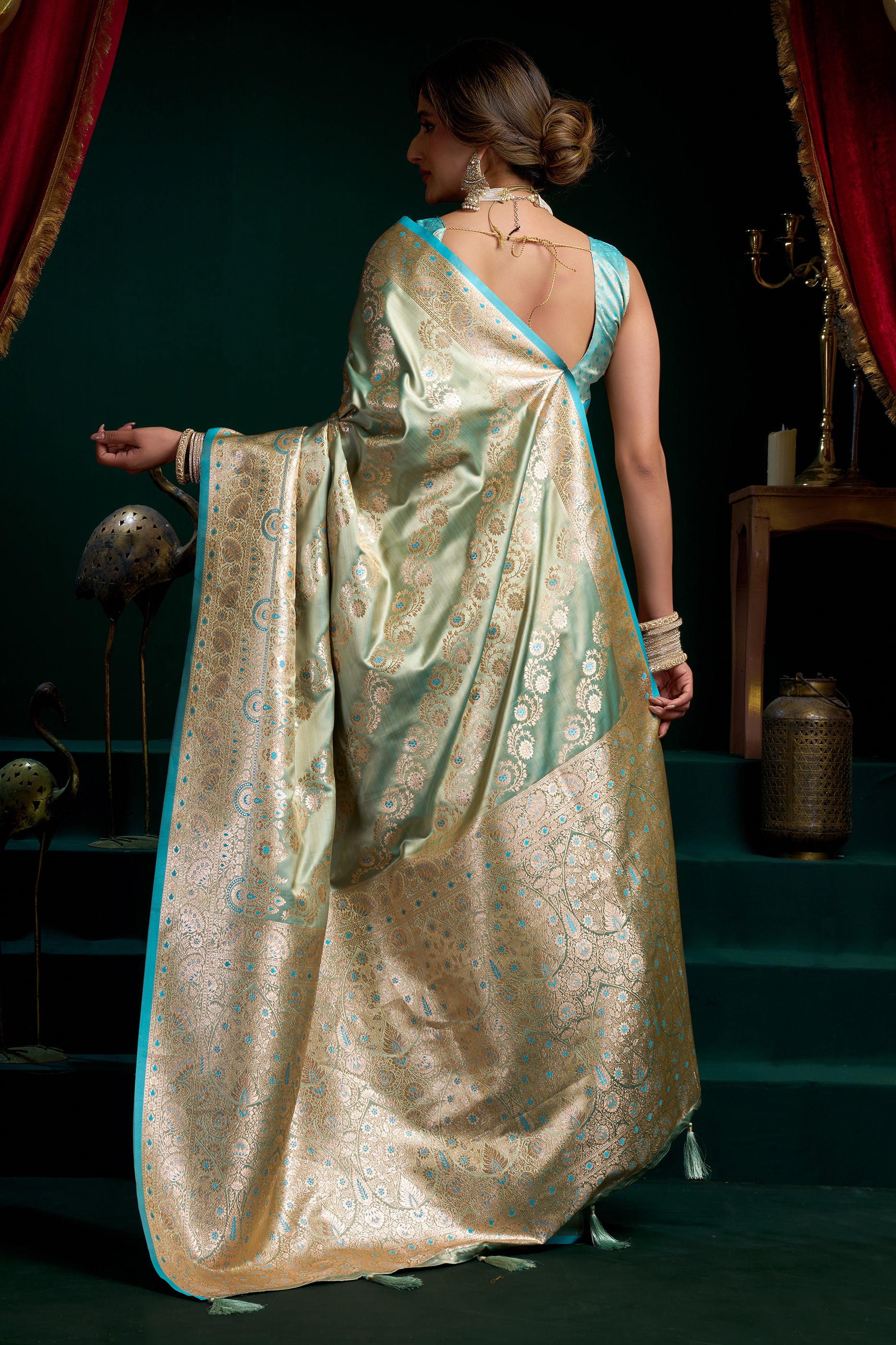 Blue Woven Satin Silk Saree-SAR12683_5_SareeButa.com