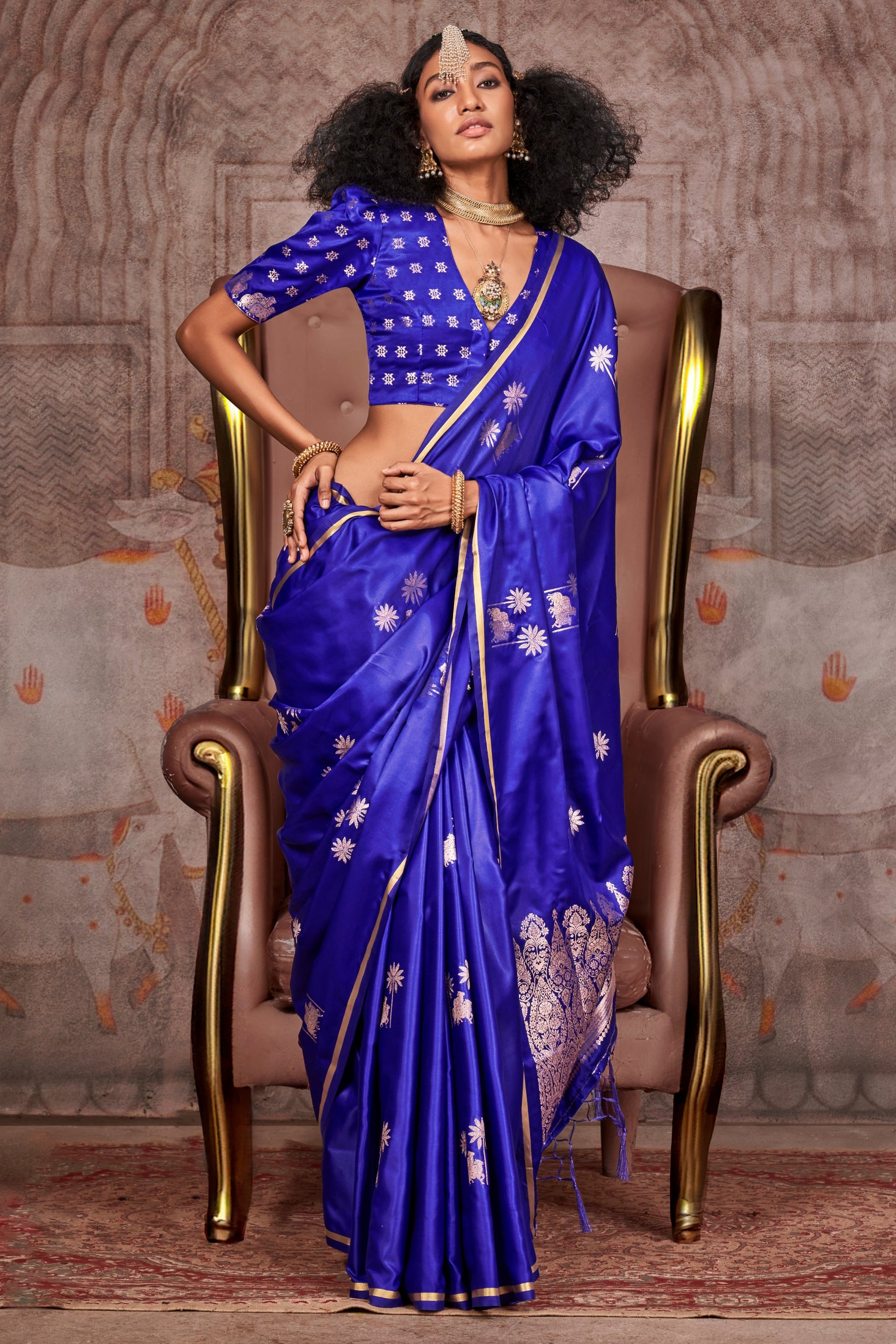 Blue Woven Satin Silk Saree-ZB133539_1_SareeButa.com