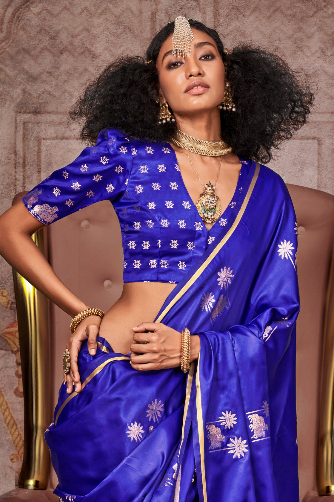 Blue Woven Satin Silk Saree-ZB133539_2_SareeButa.com