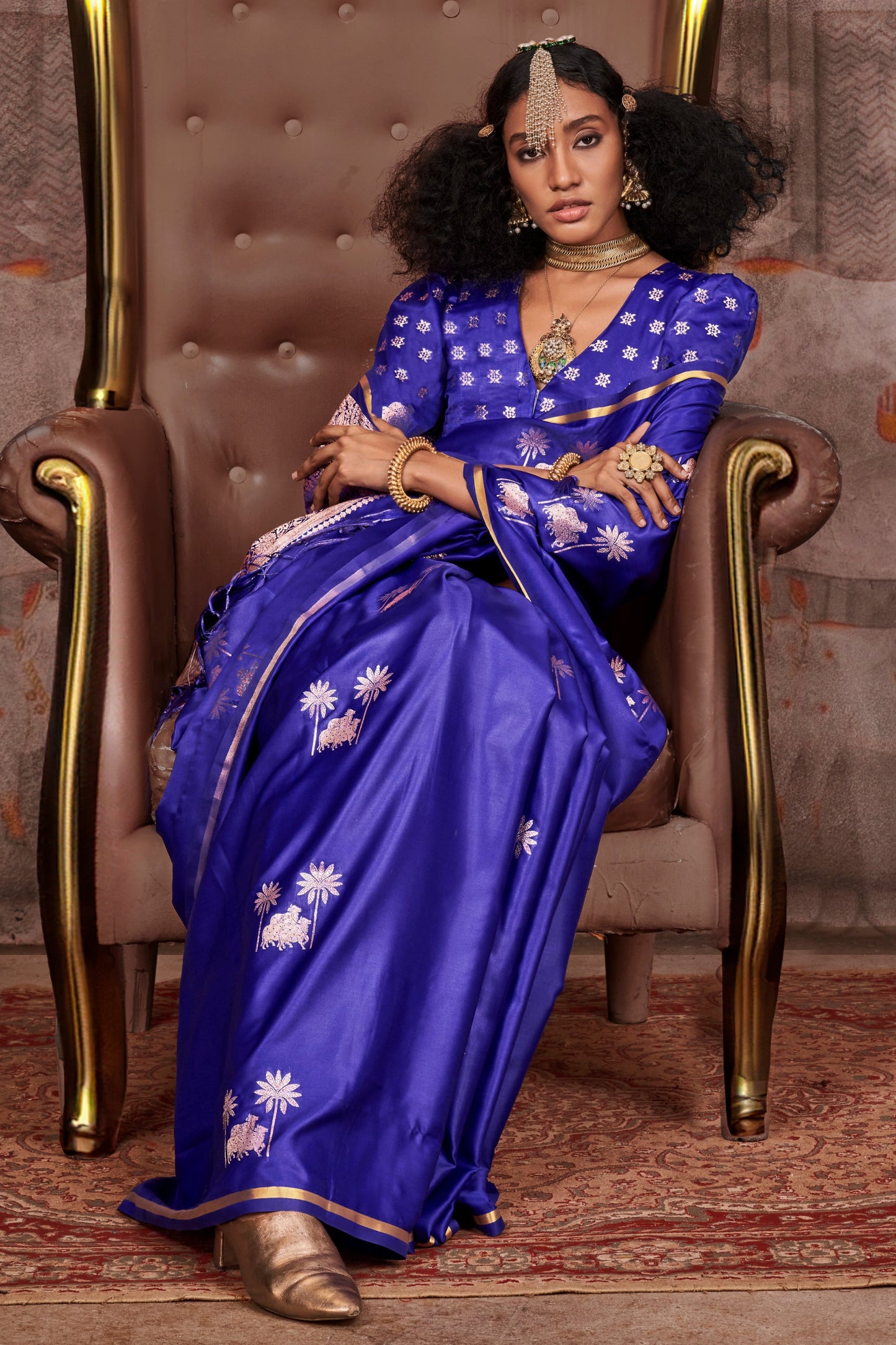 Blue Woven Satin Silk Saree-ZB133539_3_SareeButa.com