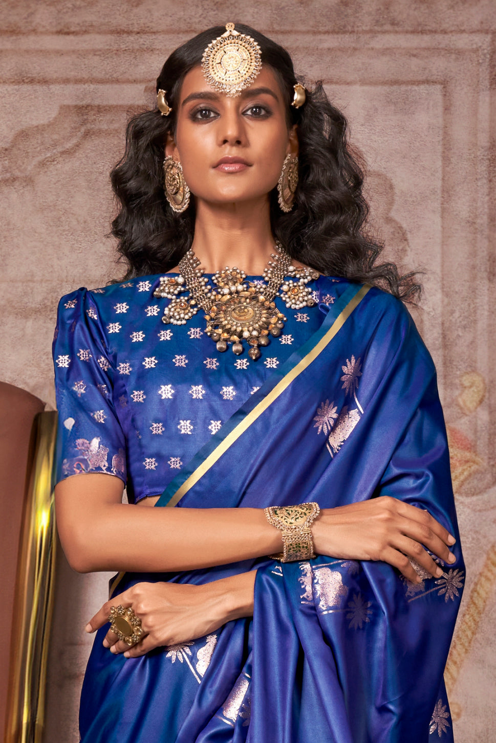 Blue Woven Satin Silk Saree-ZB133541_2_SareeButa.com