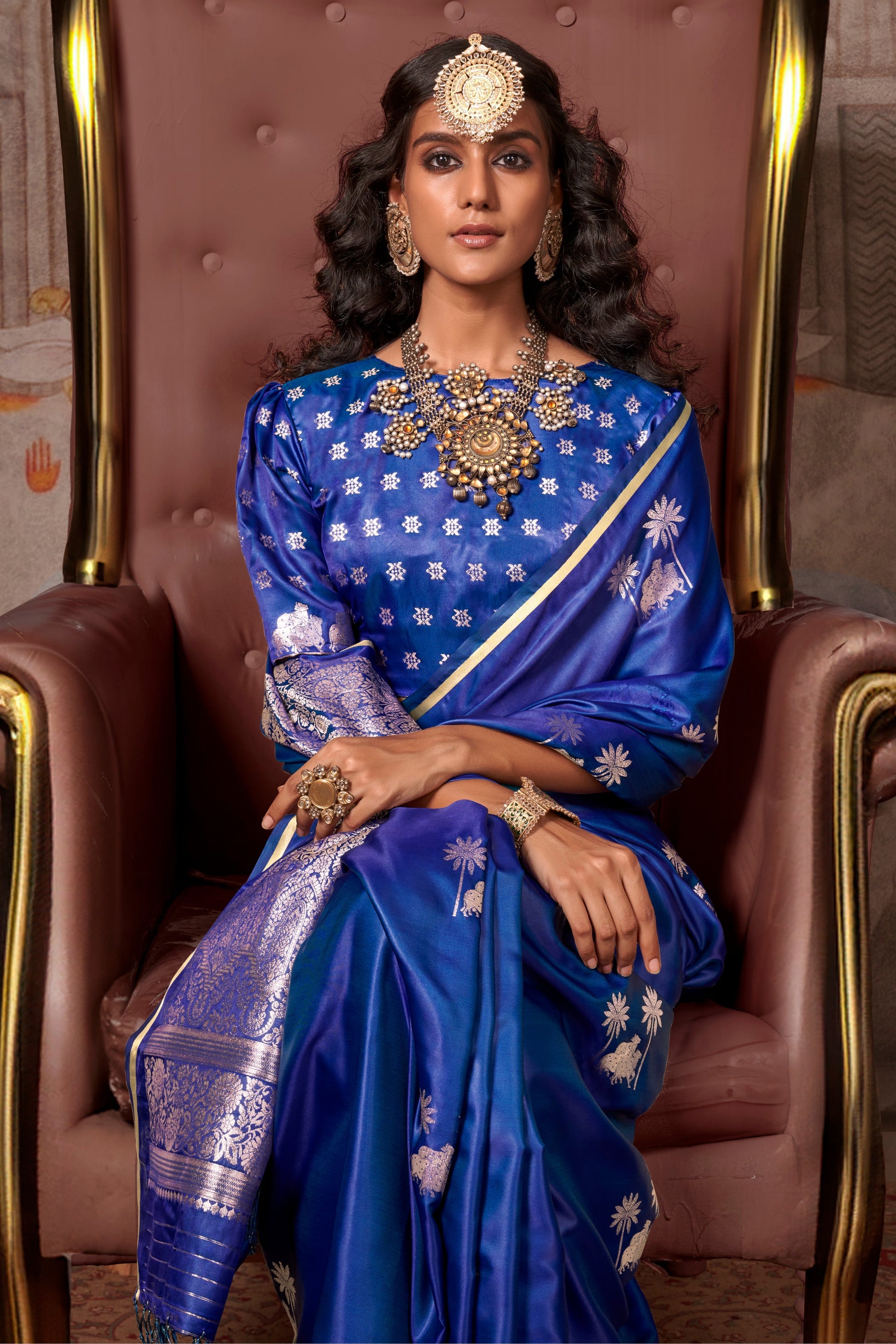 Blue Woven Satin Silk Saree-ZB133541_3_SareeButa.com