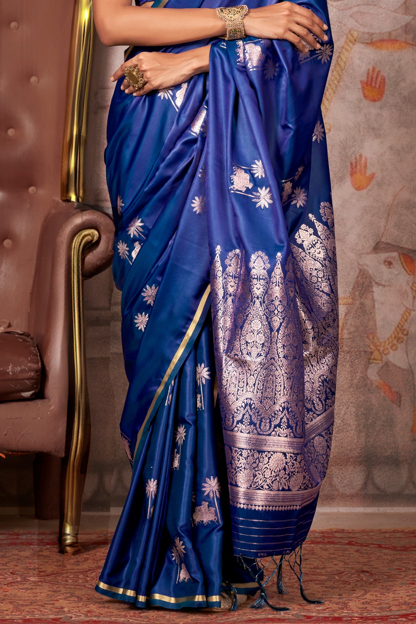 Blue Woven Satin Silk Saree-ZB133541_4_SareeButa.com