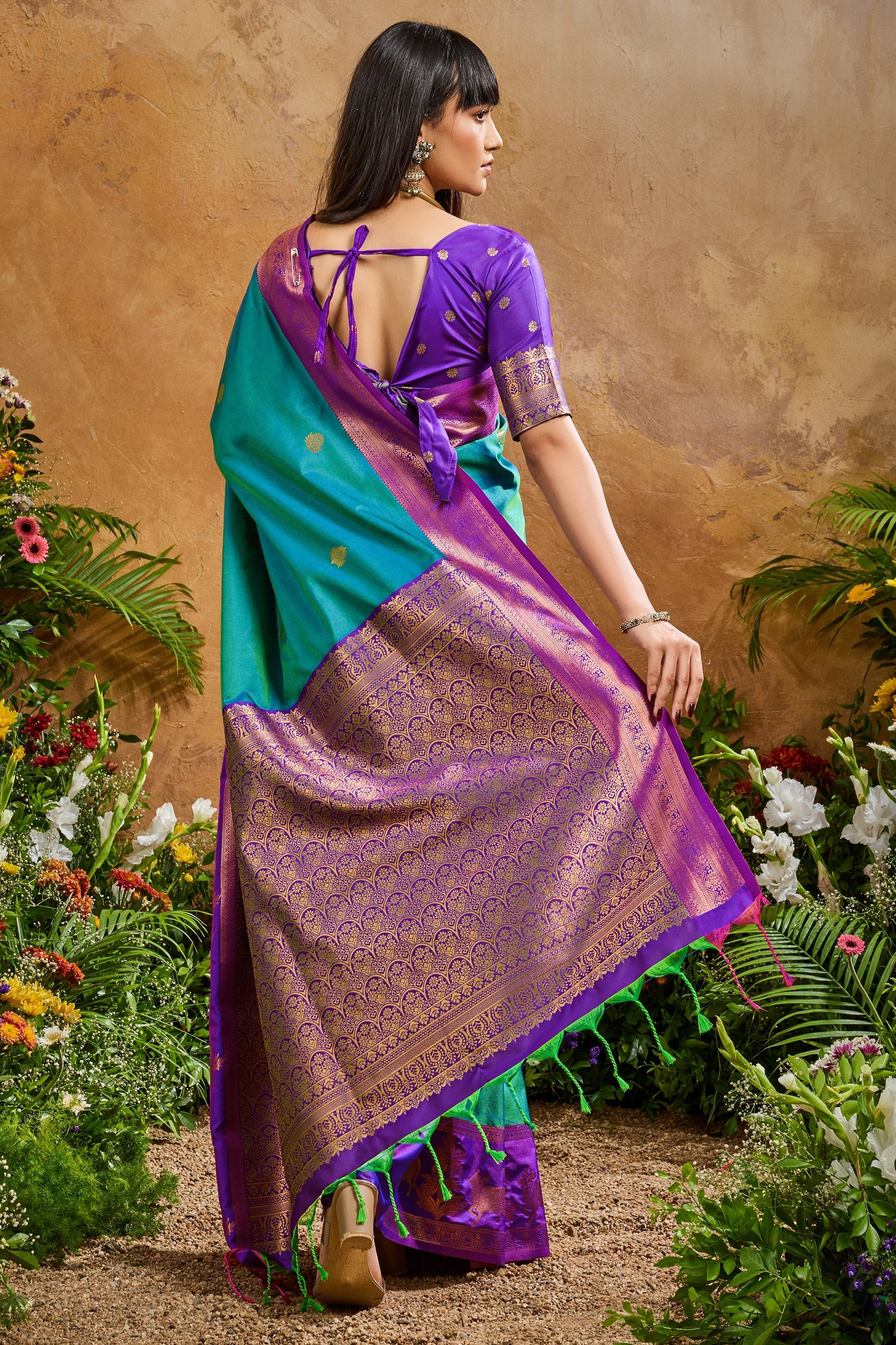 Blue Green Woven Silk Saree-SAR11211_5_SareeButa.com