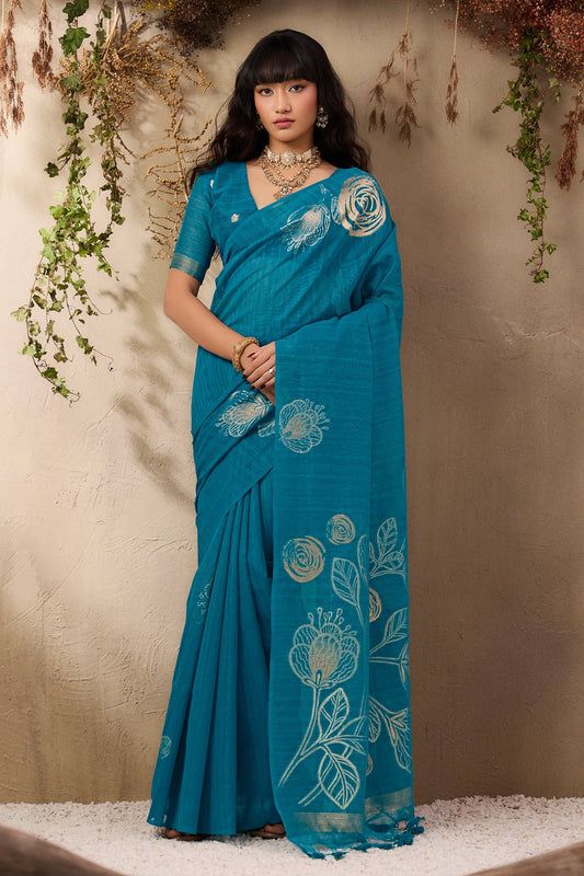 Blue Woven Silk Saree-SAR11223_1_SareeButa.com