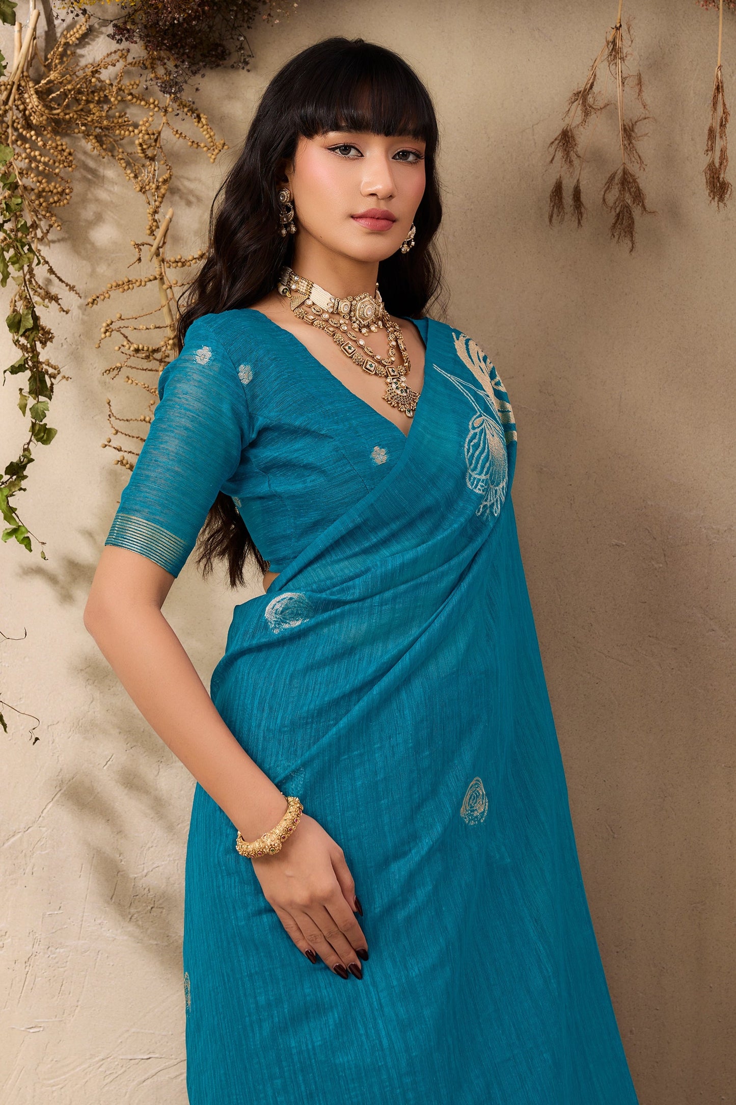 Blue Woven Silk Saree-SAR11223_2_SareeButa.com
