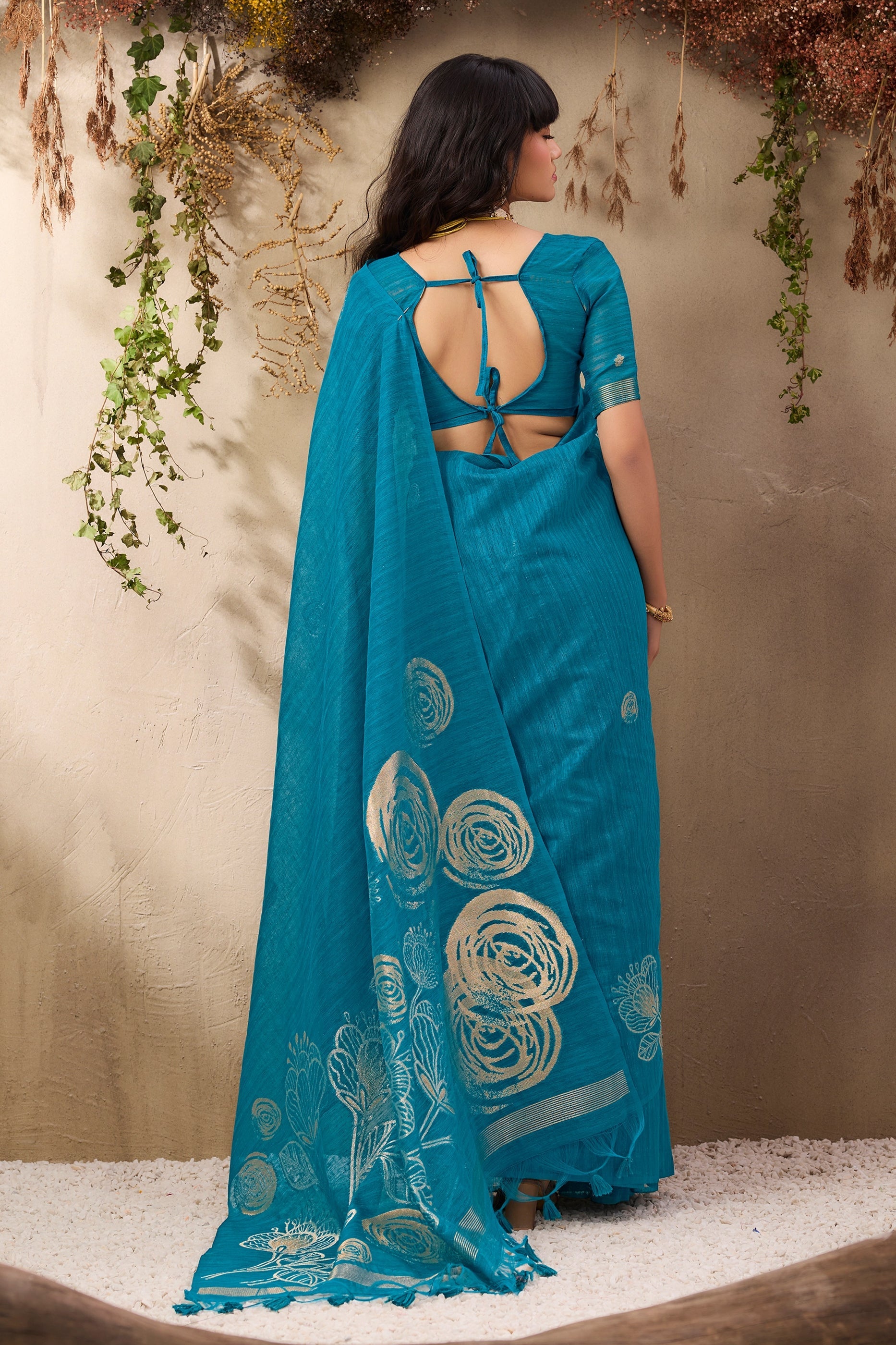Blue Woven Silk Saree-SAR11223_4_SareeButa.com
