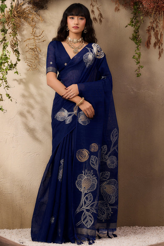 Blue Woven Silk Saree-SAR11226_1_SareeButa.com