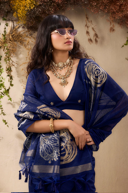 Blue Woven Silk Saree-SAR11226_2_SareeButa.com