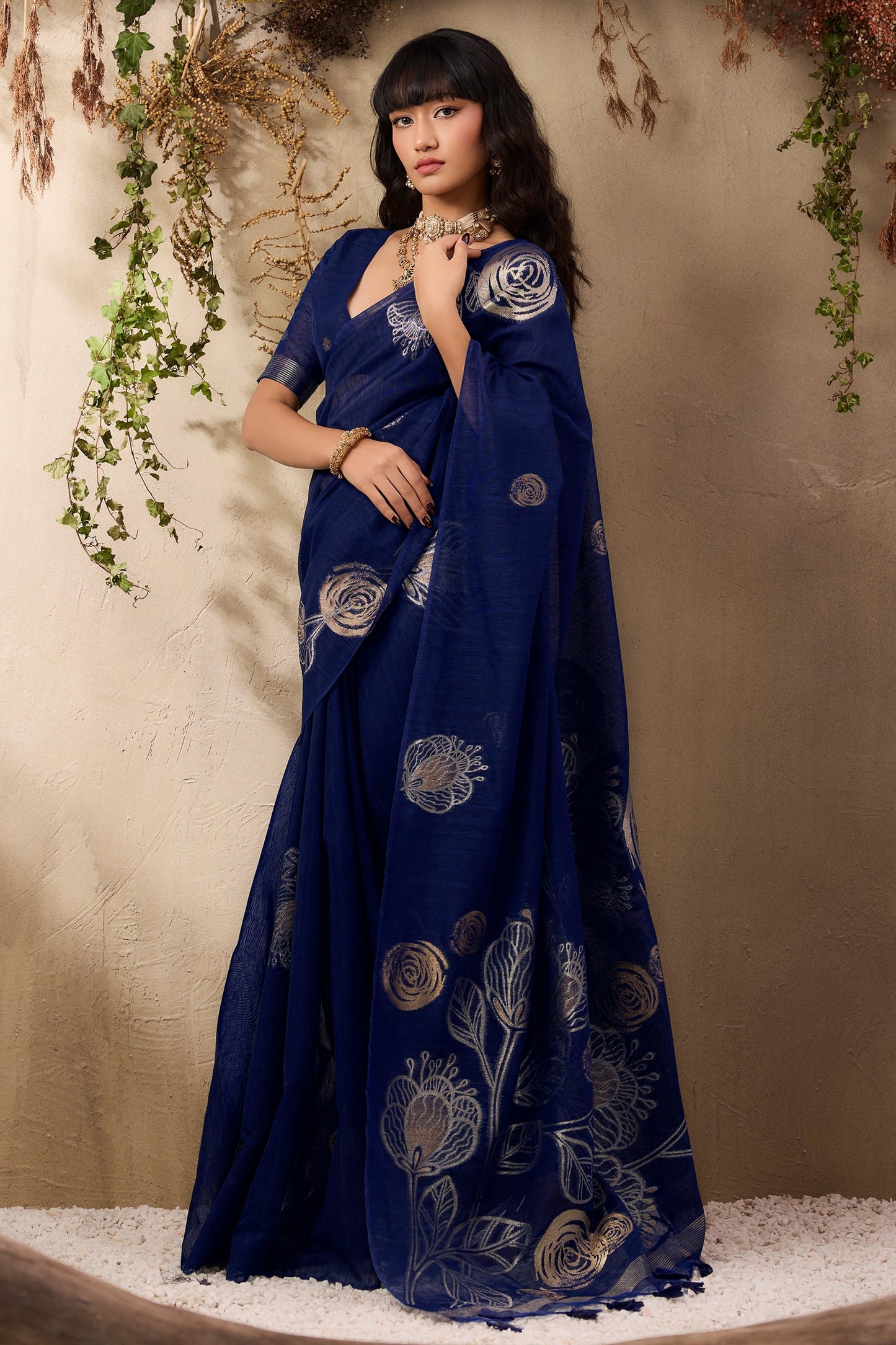 Blue Woven Silk Saree-SAR11226_4_SareeButa.com