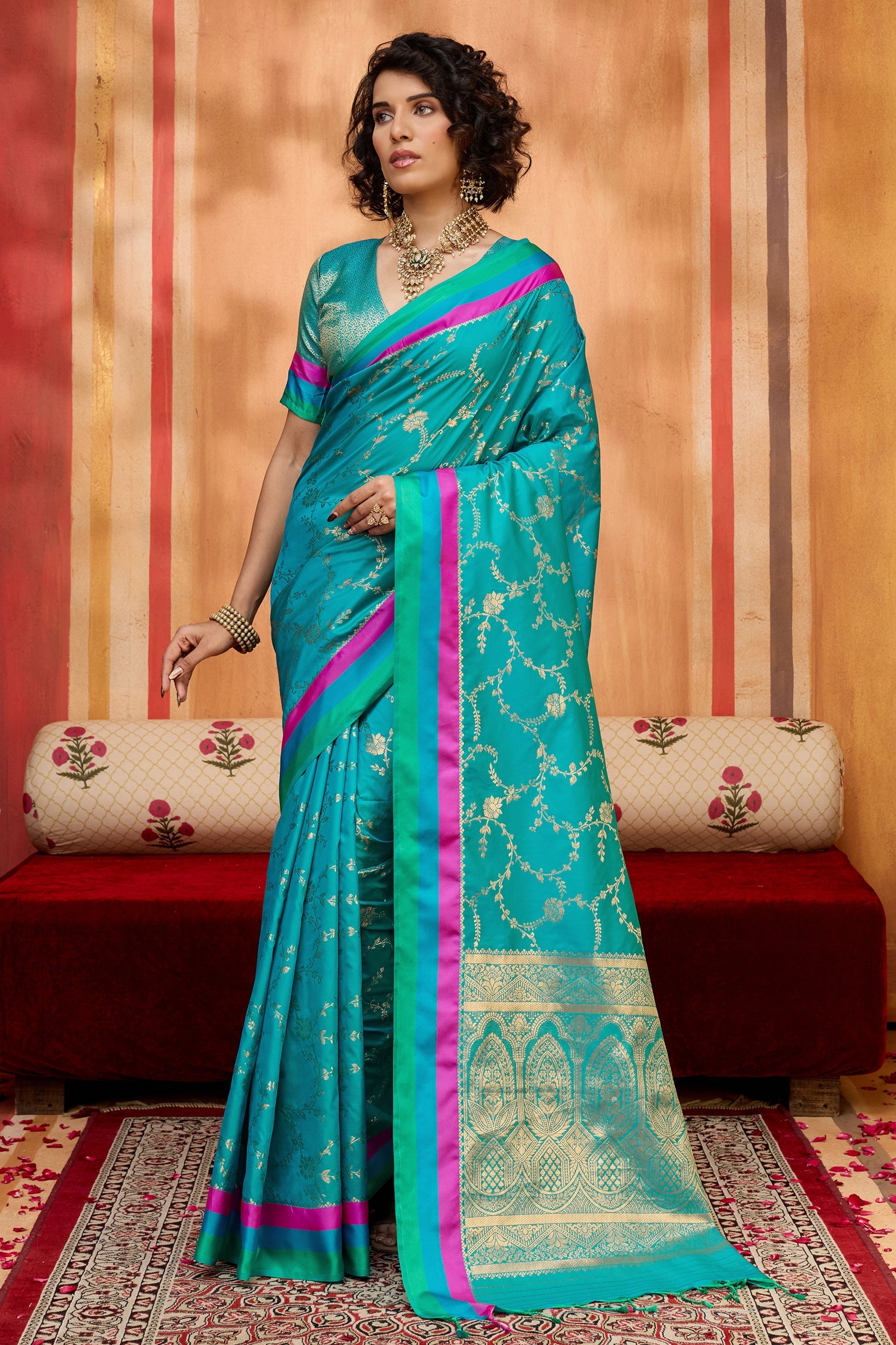Blue Woven Silk Saree-SAR11234_3_SareeButa.com