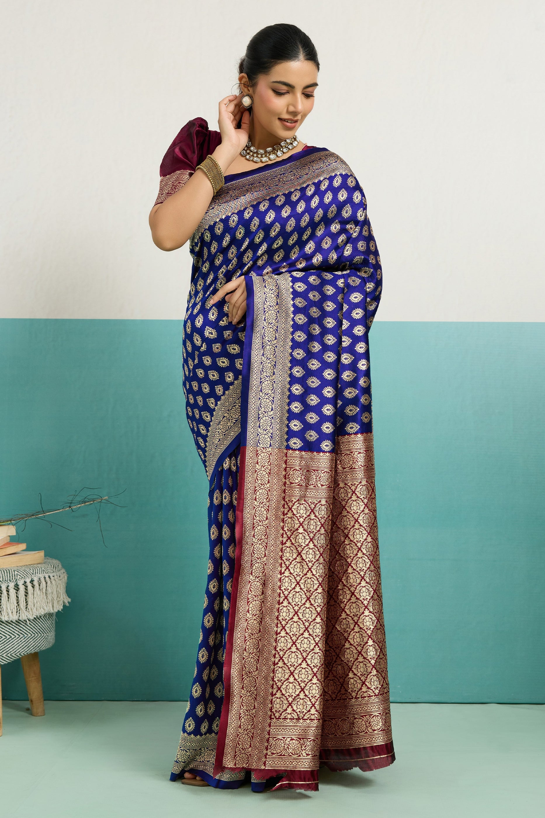 Blue Woven Silk Saree-SAR12509_1_SareeButa.com