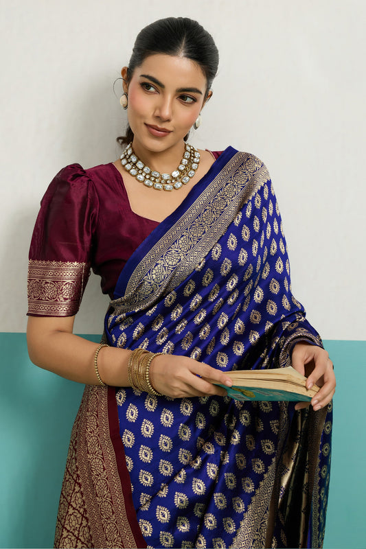 Blue Woven Silk Saree-SAR12509_2_SareeButa.com