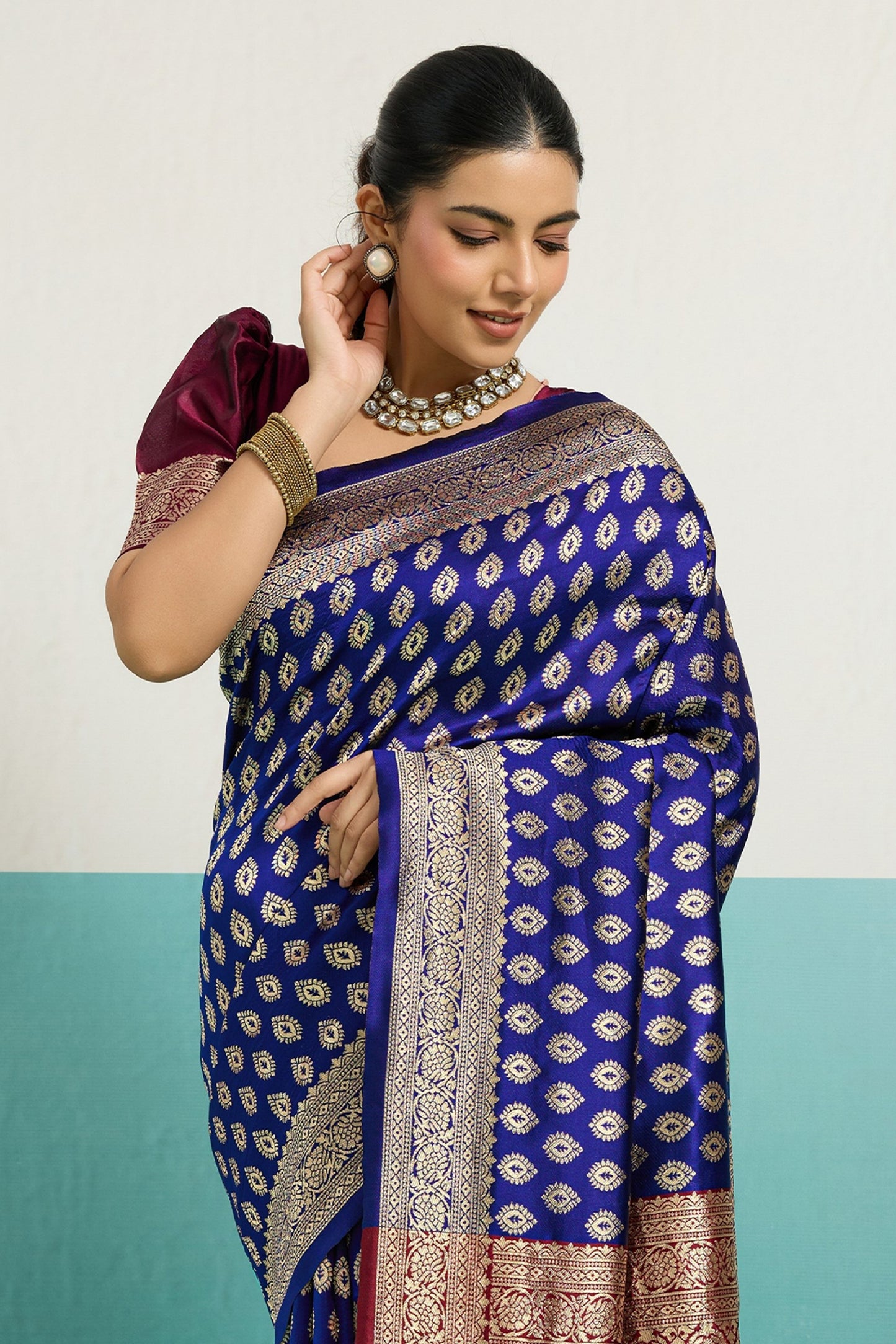 Blue Woven Silk Saree-SAR12509_4_SareeButa.com