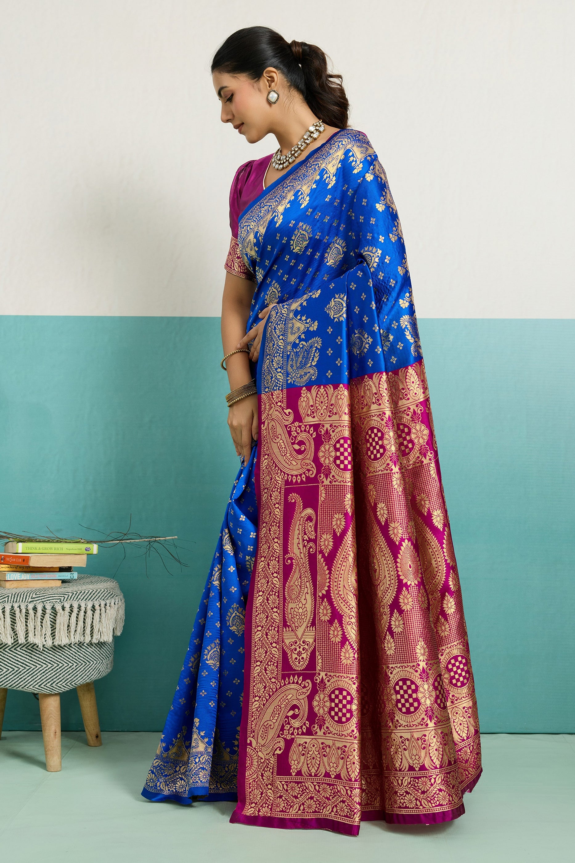 Blue Woven Silk Saree-SAR12515_3_SareeButa.com