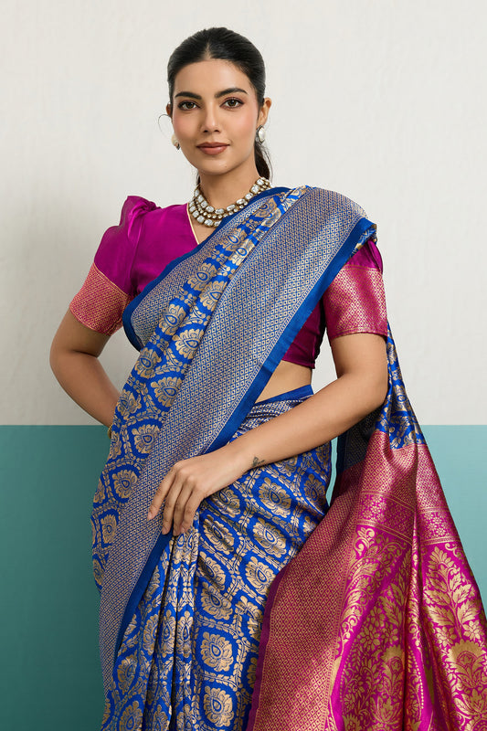 Blue Woven Silk Saree-SAR12522_2_SareeButa.com