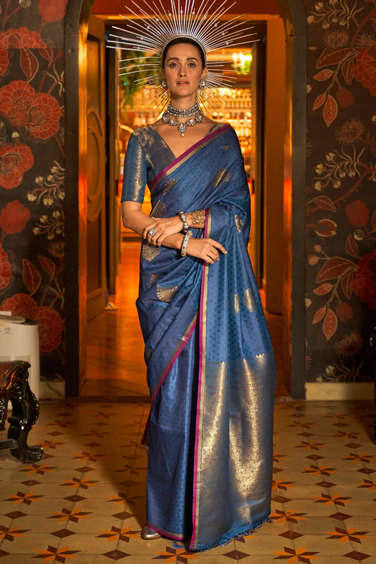 Blue Woven Silk Saree-ZB133032_1_SareeButa.com