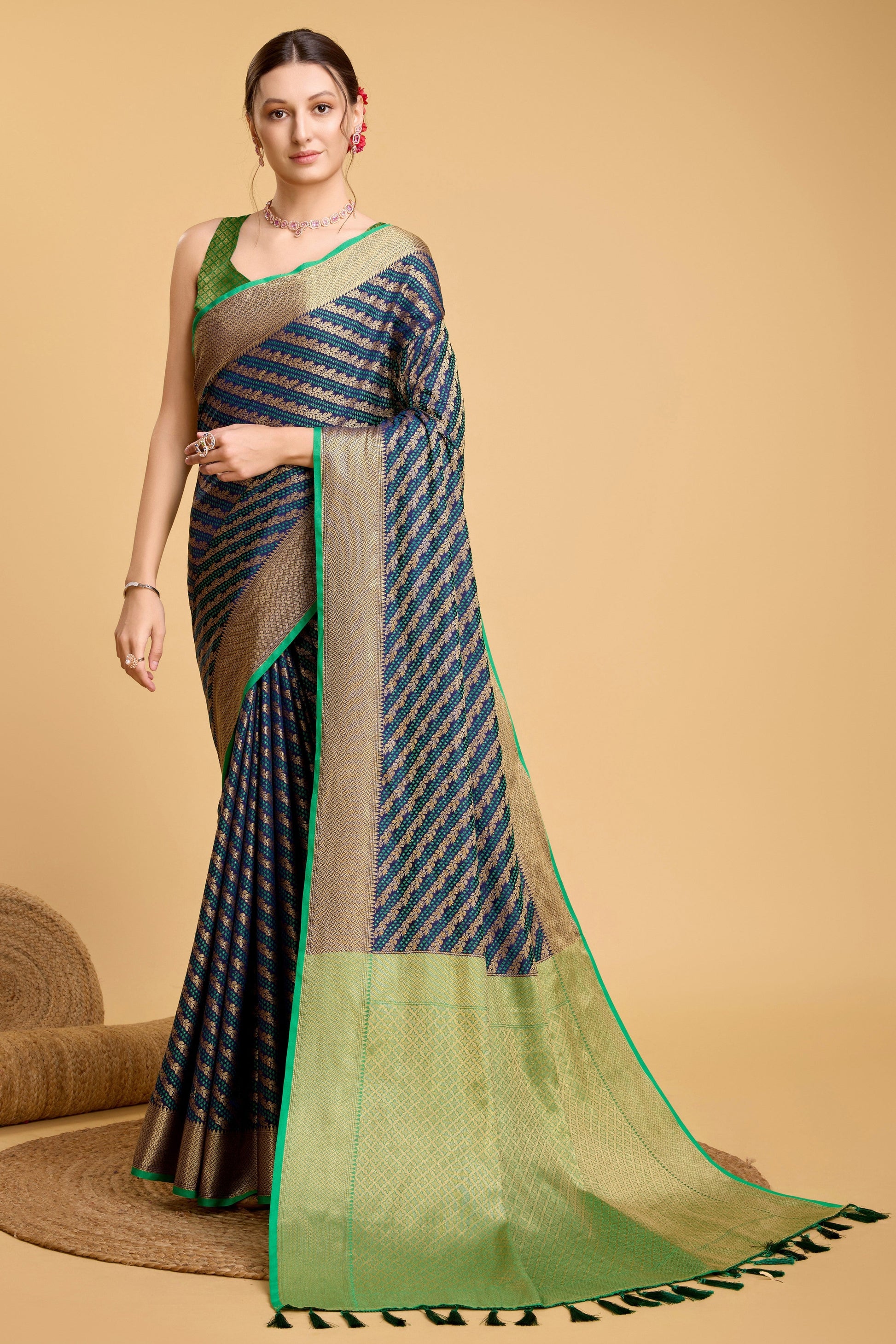 Blue Woven Silk Saree-ZB133117_1_SareeButa.com