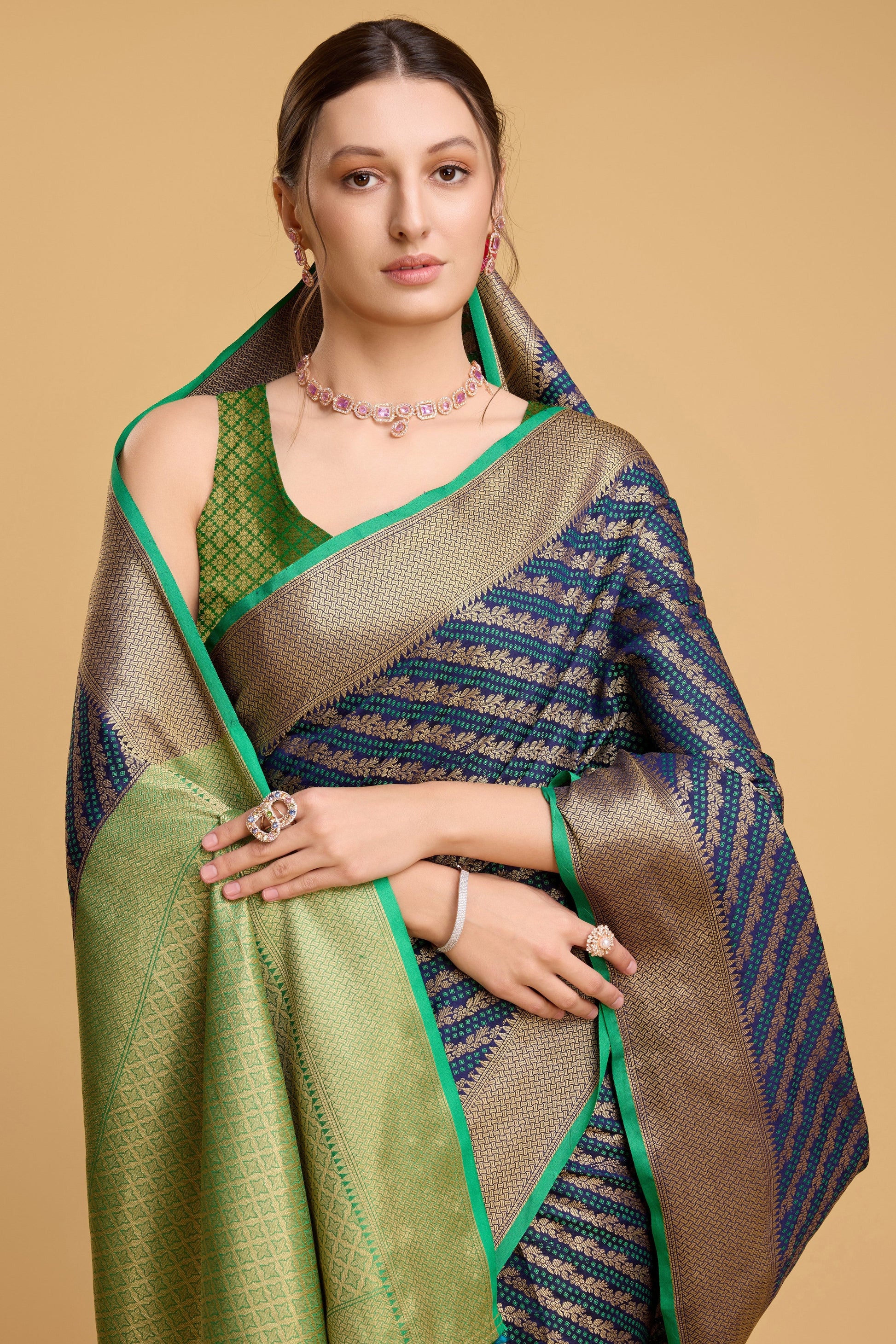 Blue Woven Silk Saree-ZB133117_2_SareeButa.com