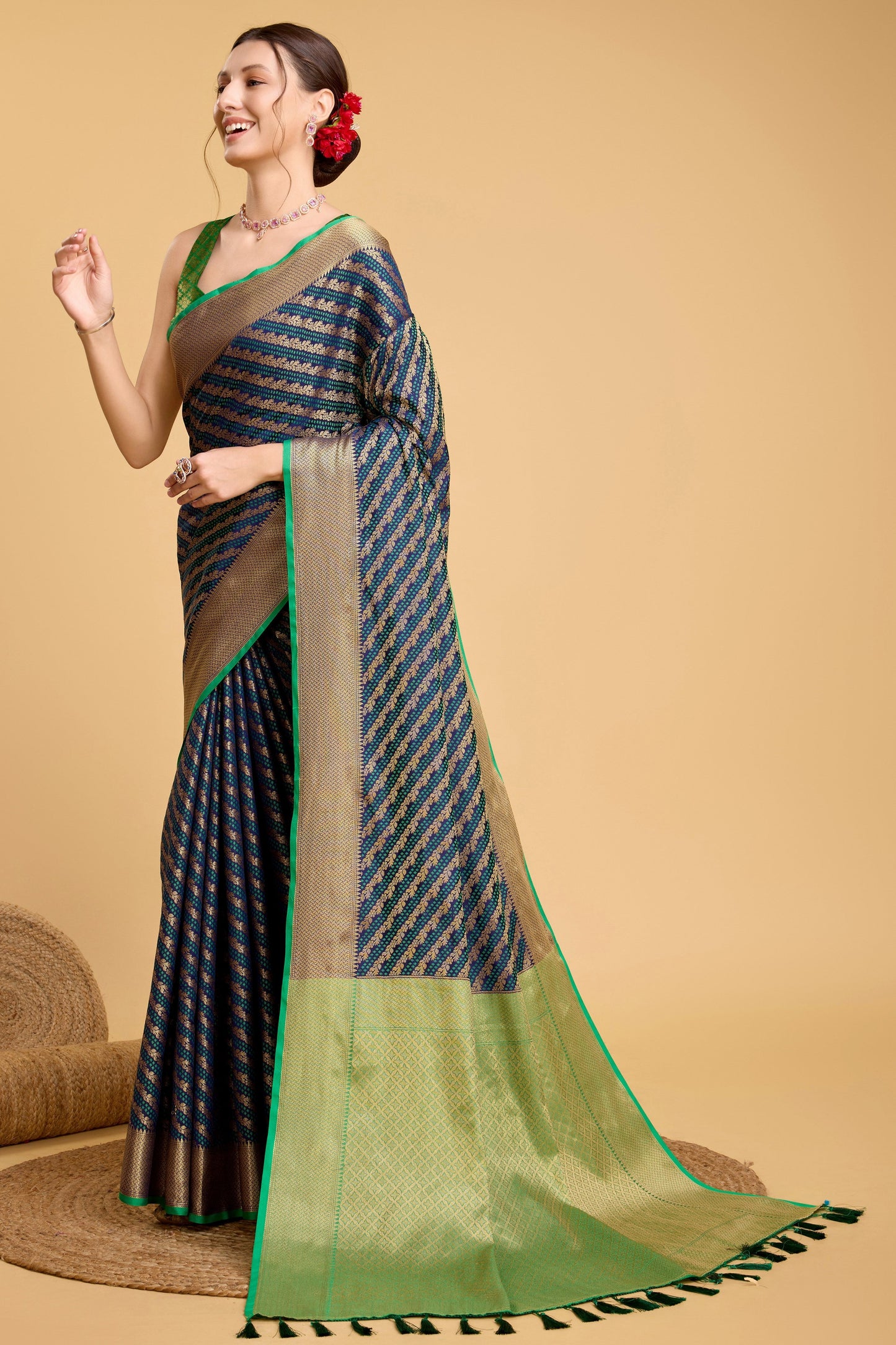 Blue Woven Silk Saree-ZB133117_4_SareeButa.com