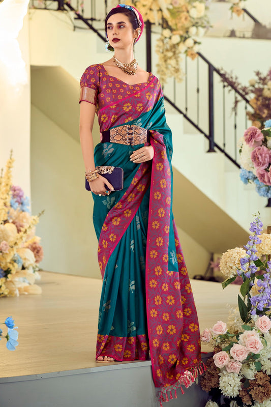 Blue Woven Silk Saree-ZB133405_1_SareeButa.com