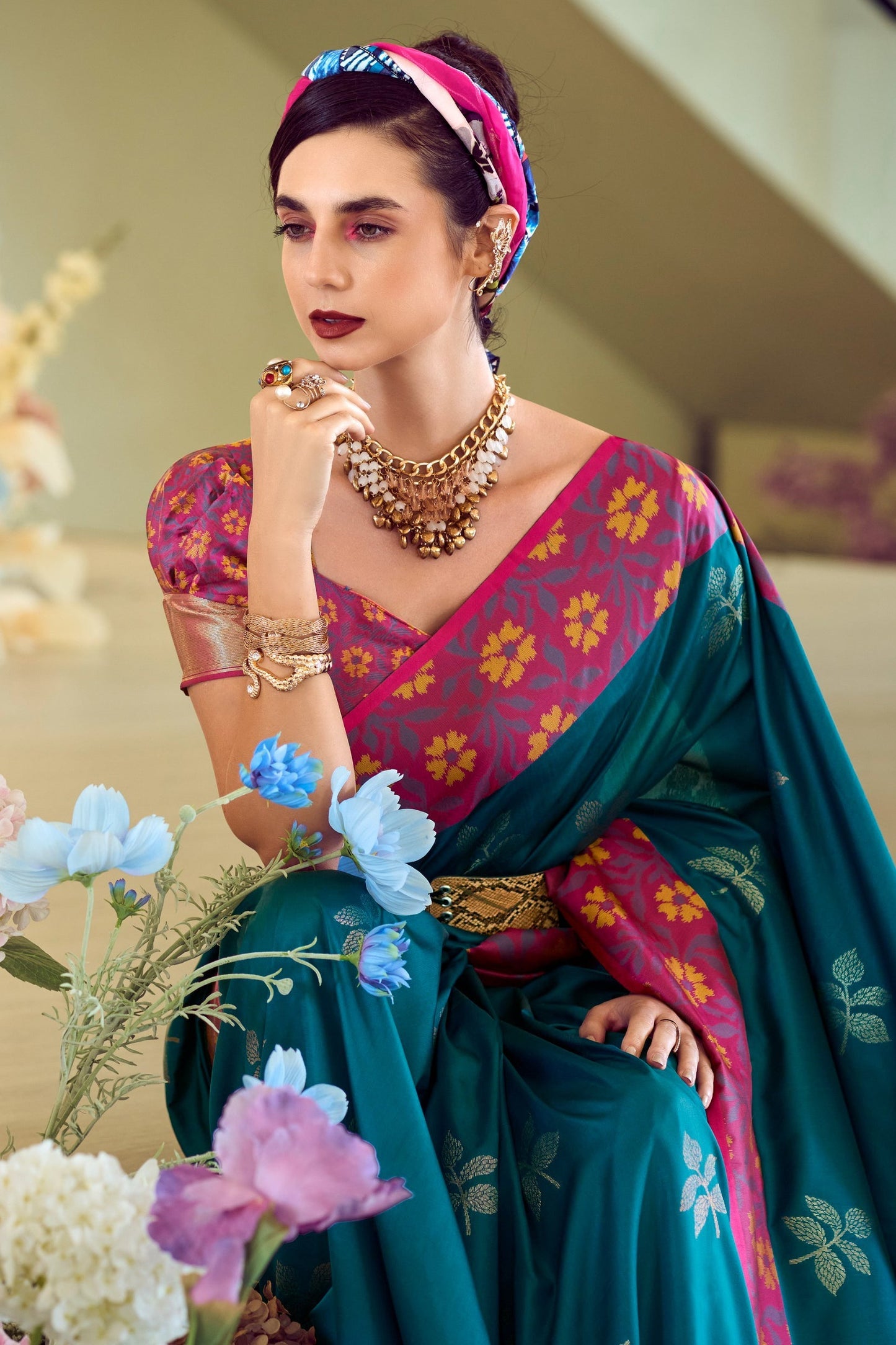 Blue Woven Silk Saree-ZB133405_2_SareeButa.com