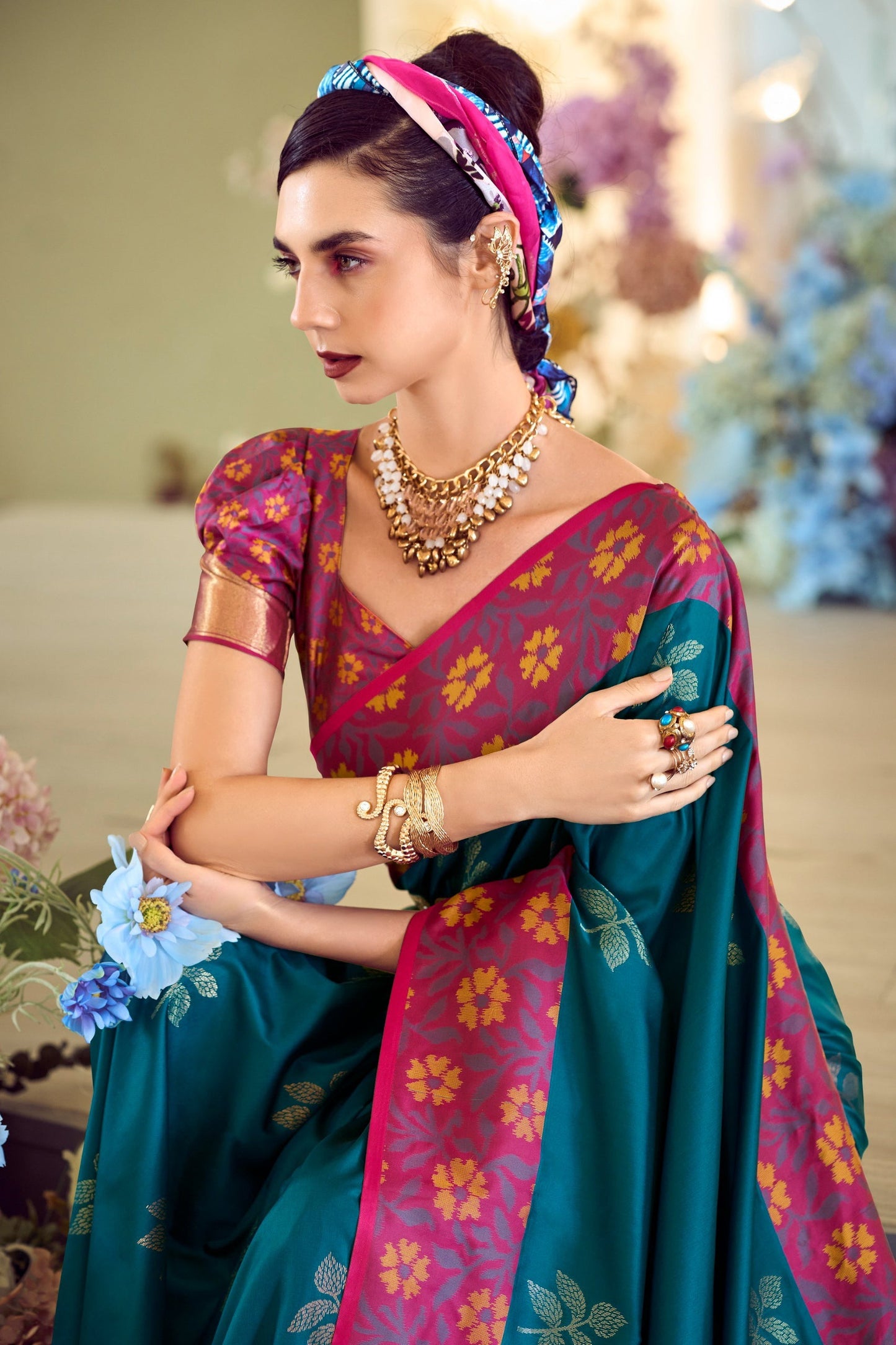 Blue Woven Silk Saree-ZB133405_3_SareeButa.com