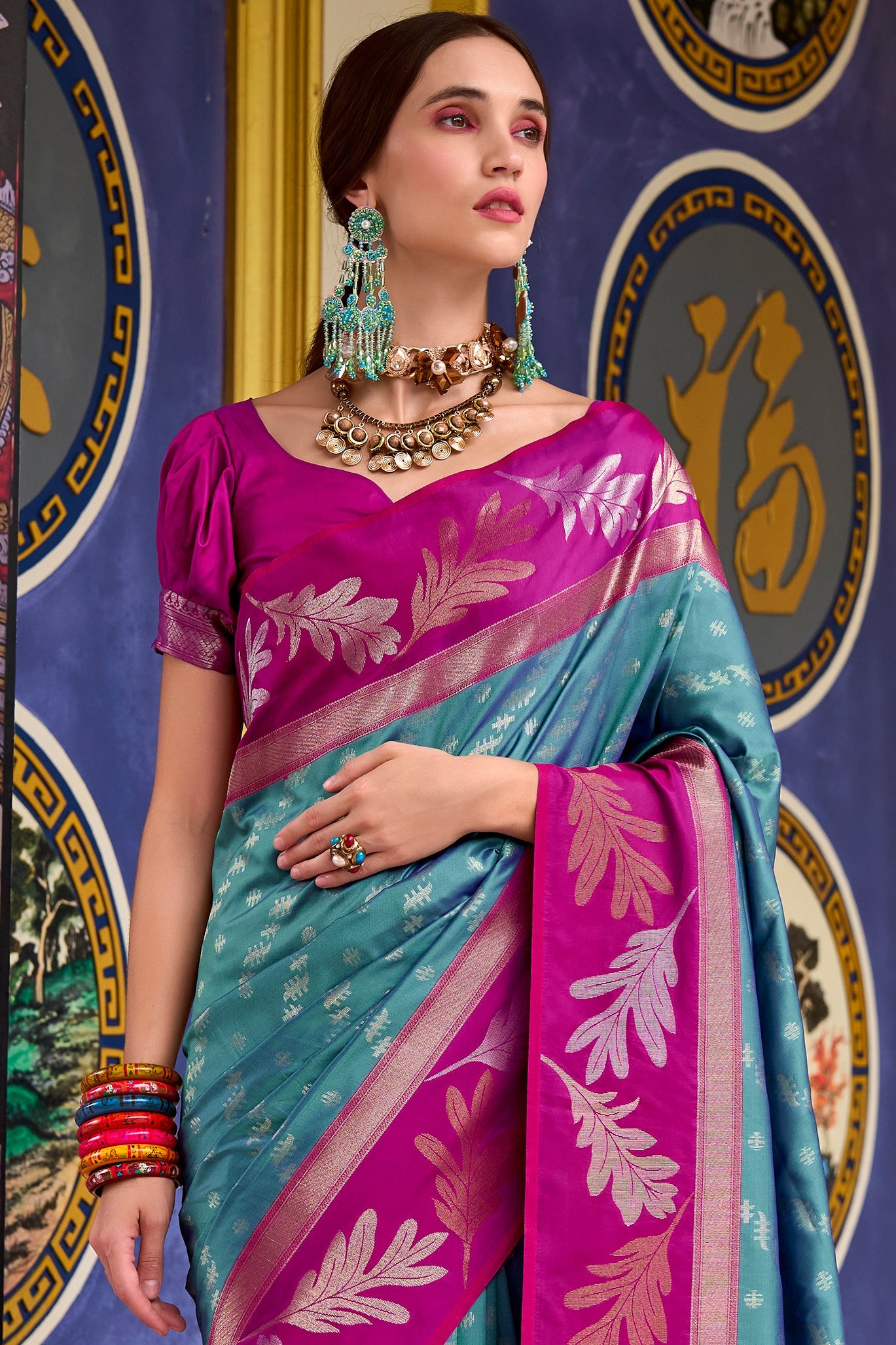 Blue Woven Silk Saree-ZB133601_2_SareeButa.com