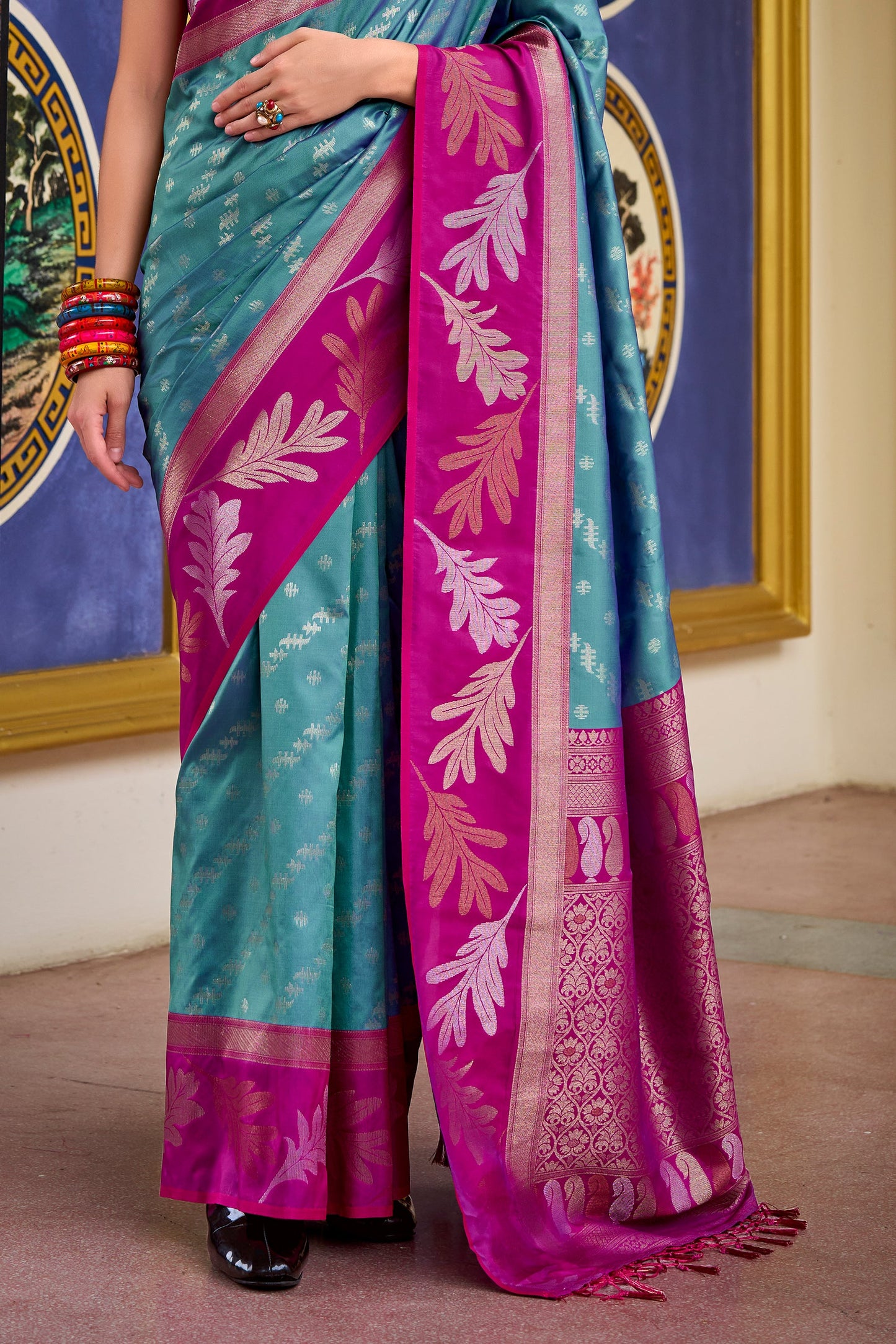 Blue Woven Silk Saree-ZB133601_4_SareeButa.com