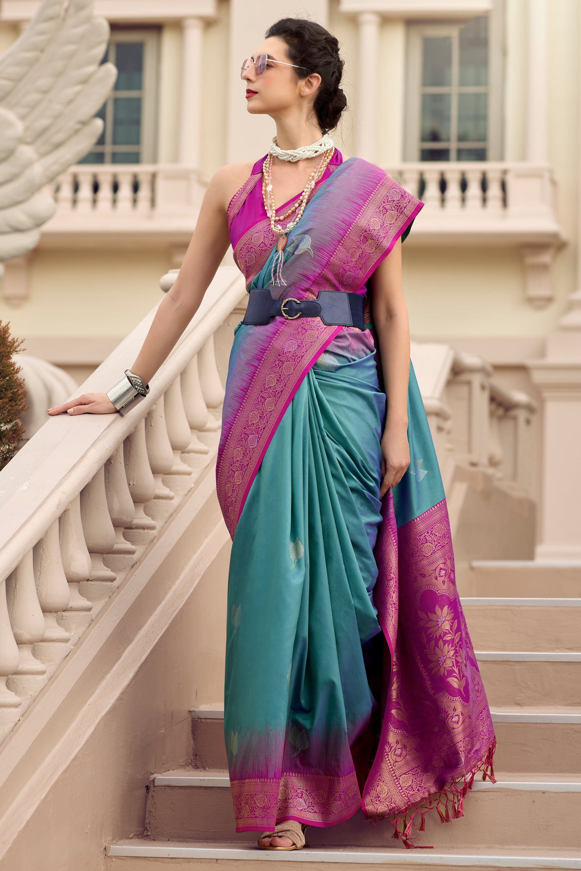 Blue Woven Silk Saree-ZB133777_1_SareeButa.com