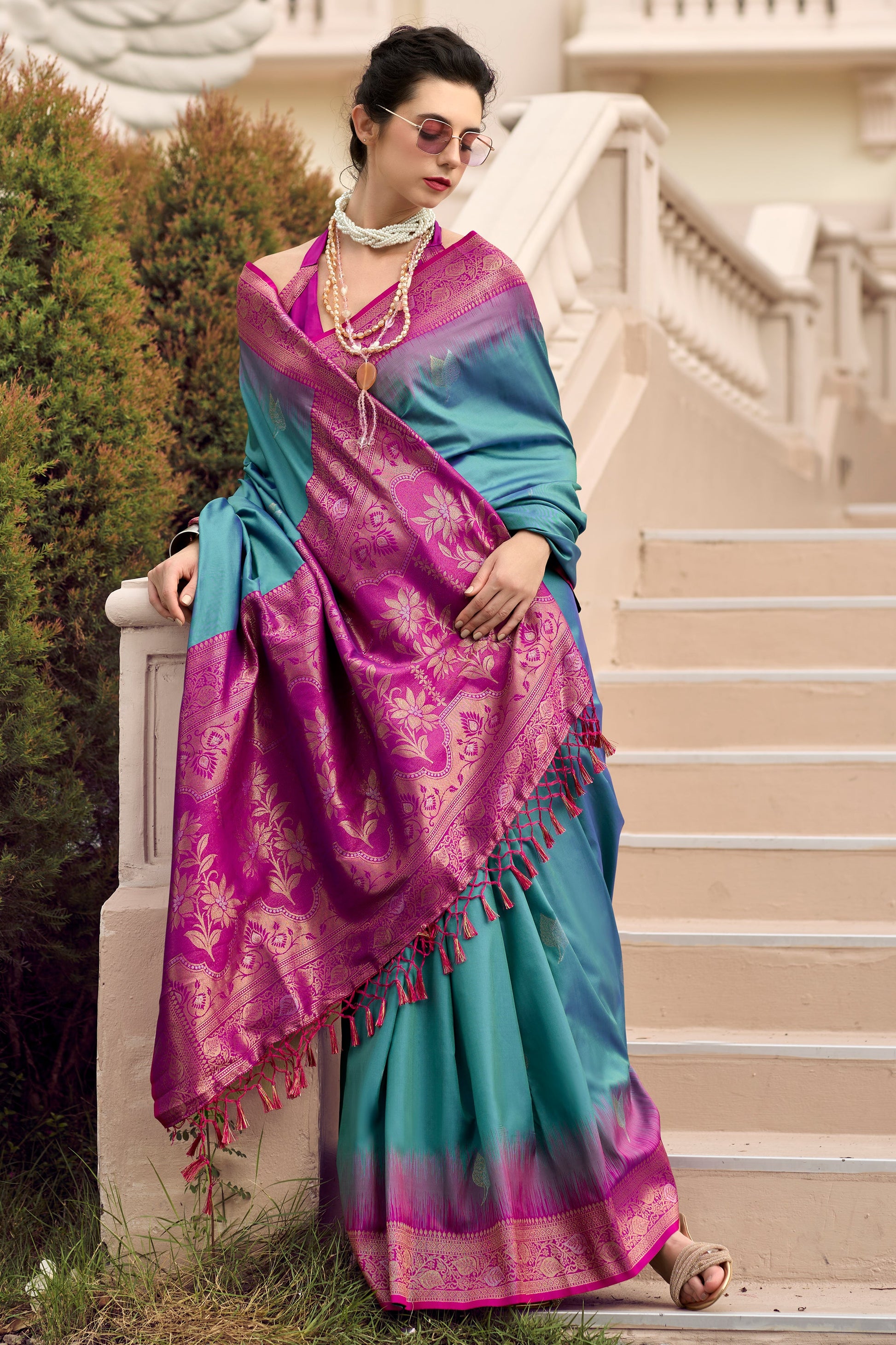 Blue Woven Silk Saree-ZB133777_3_SareeButa.com