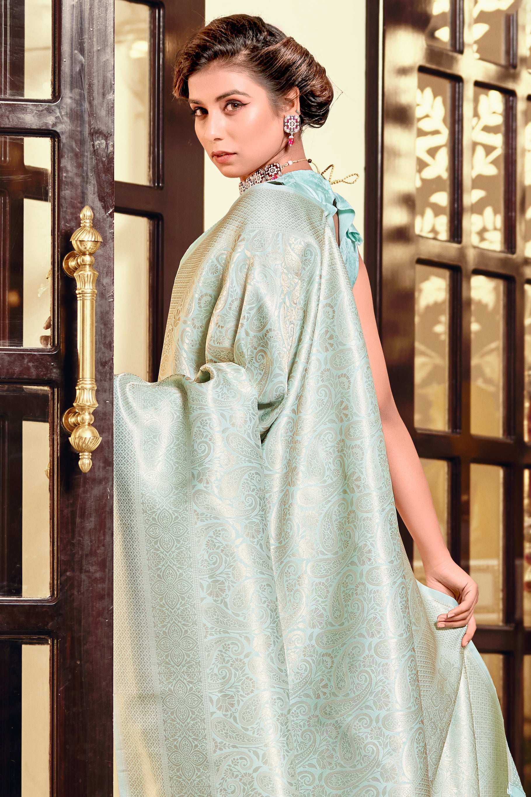 Blue Woven Silk Saree-ZB134149_3_SareeButa.com