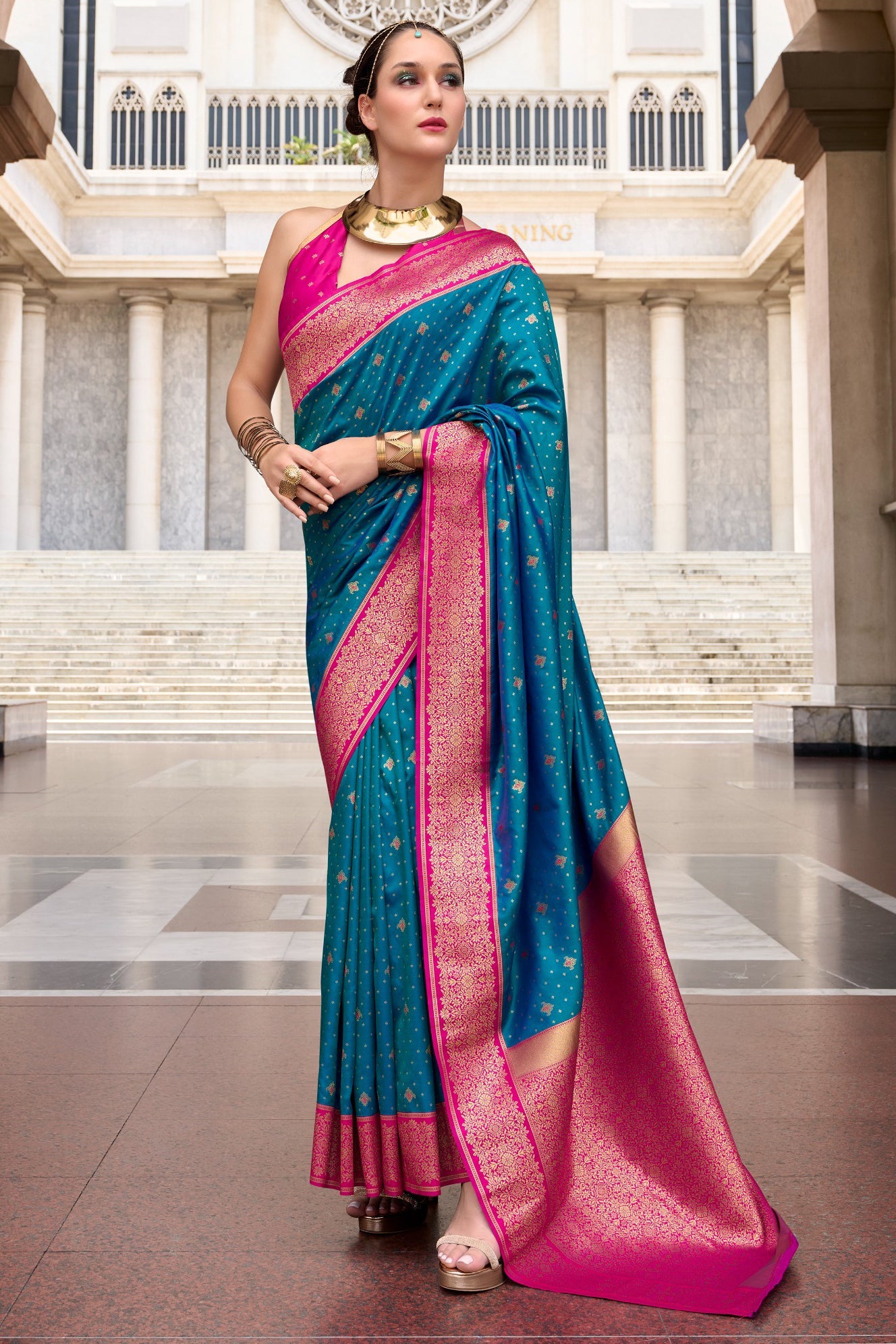 Blue Woven Silk Saree-ZB134730_1_SareeButa.com