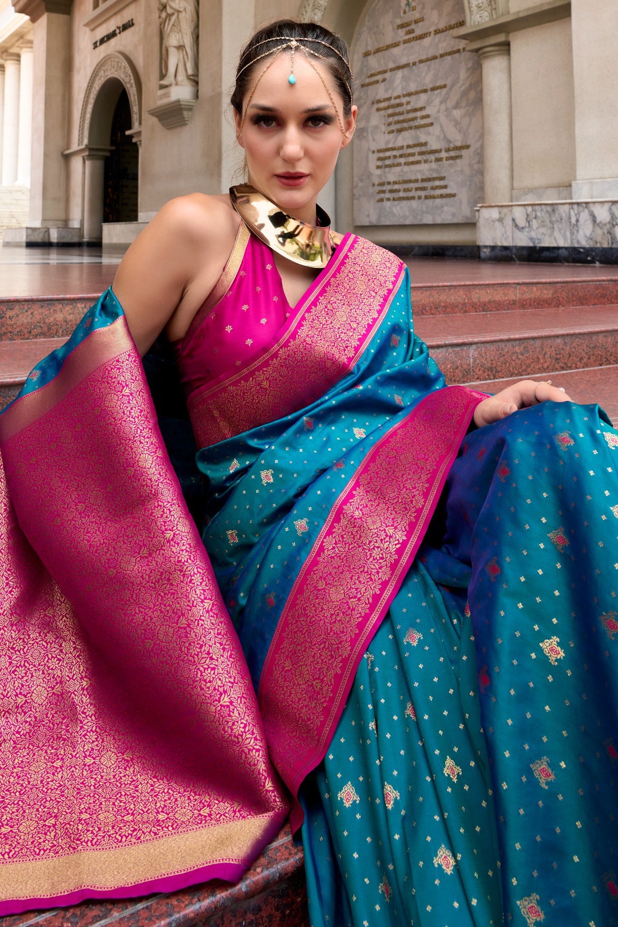 Blue Woven Silk Saree-ZB134730_2_SareeButa.com